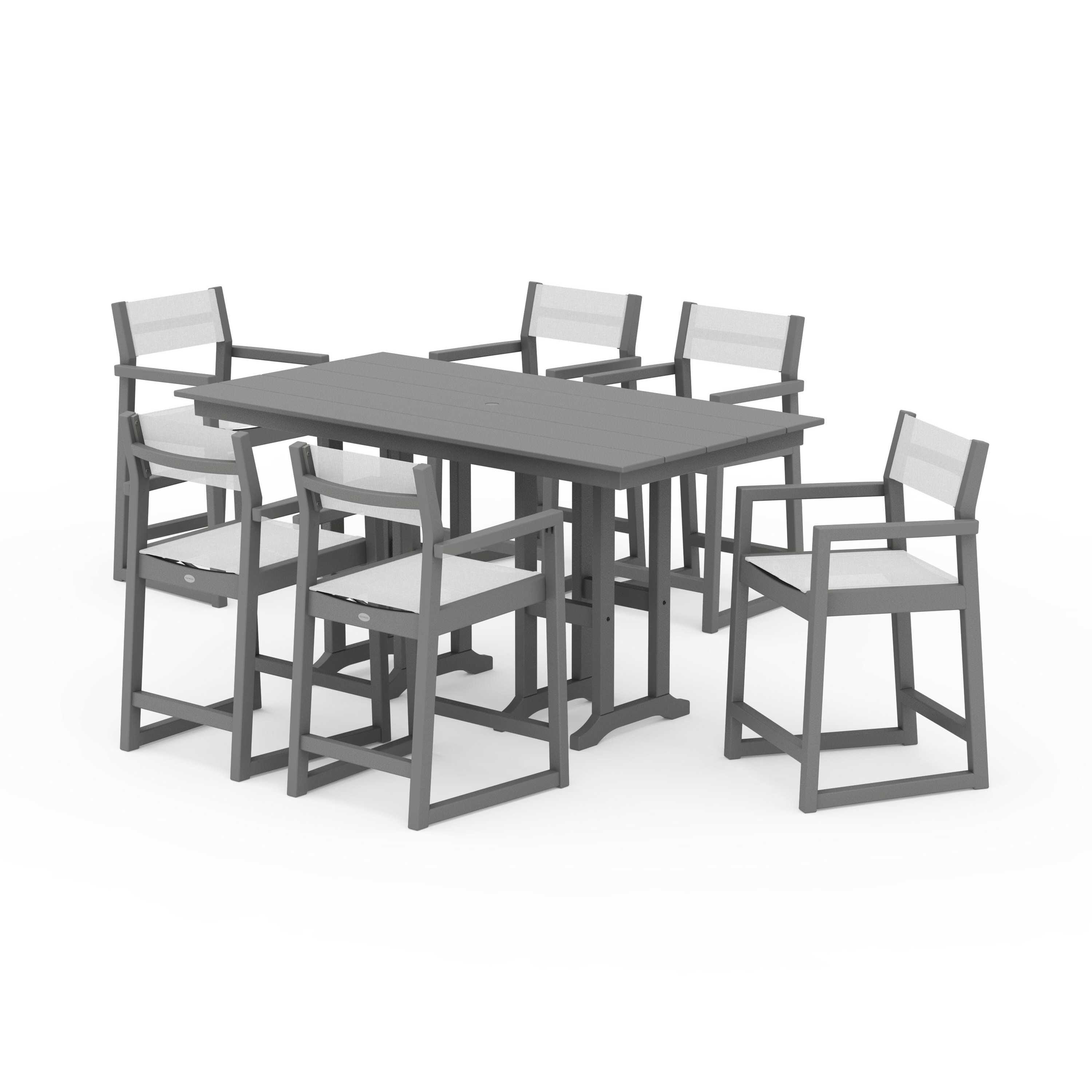 EDGE Sling Arm Chair 7-Piece Farmhouse Counter Set