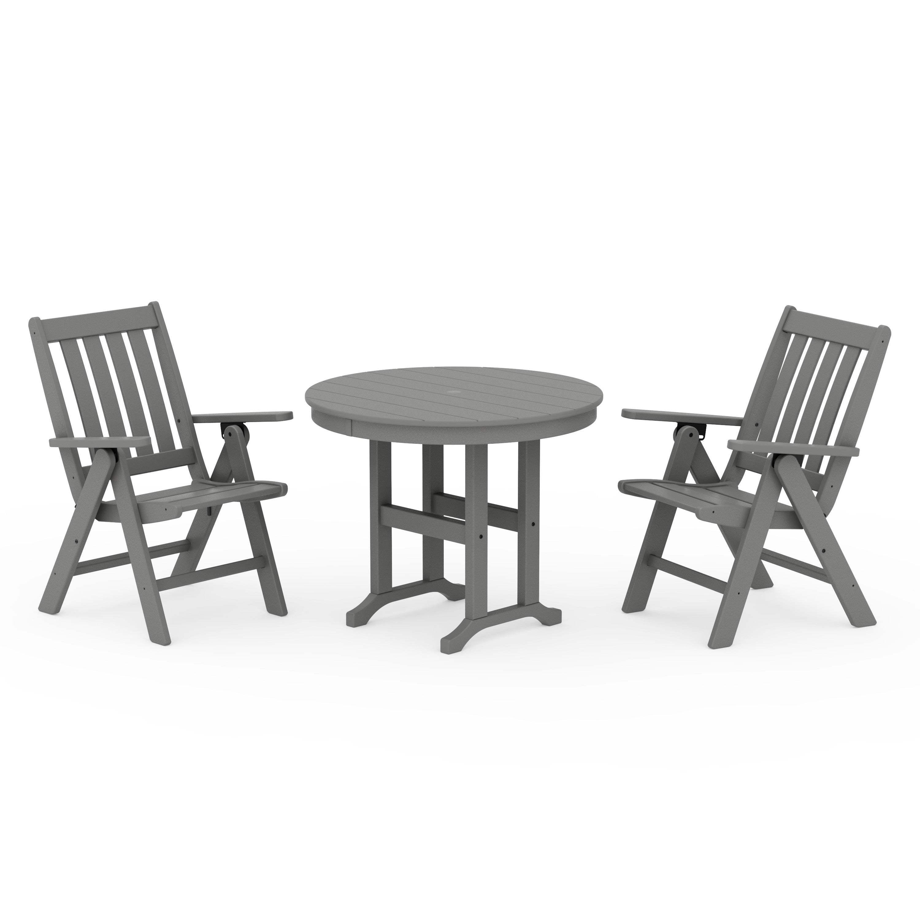Vineyard Folding Chair 3-Piece Round Dining Set