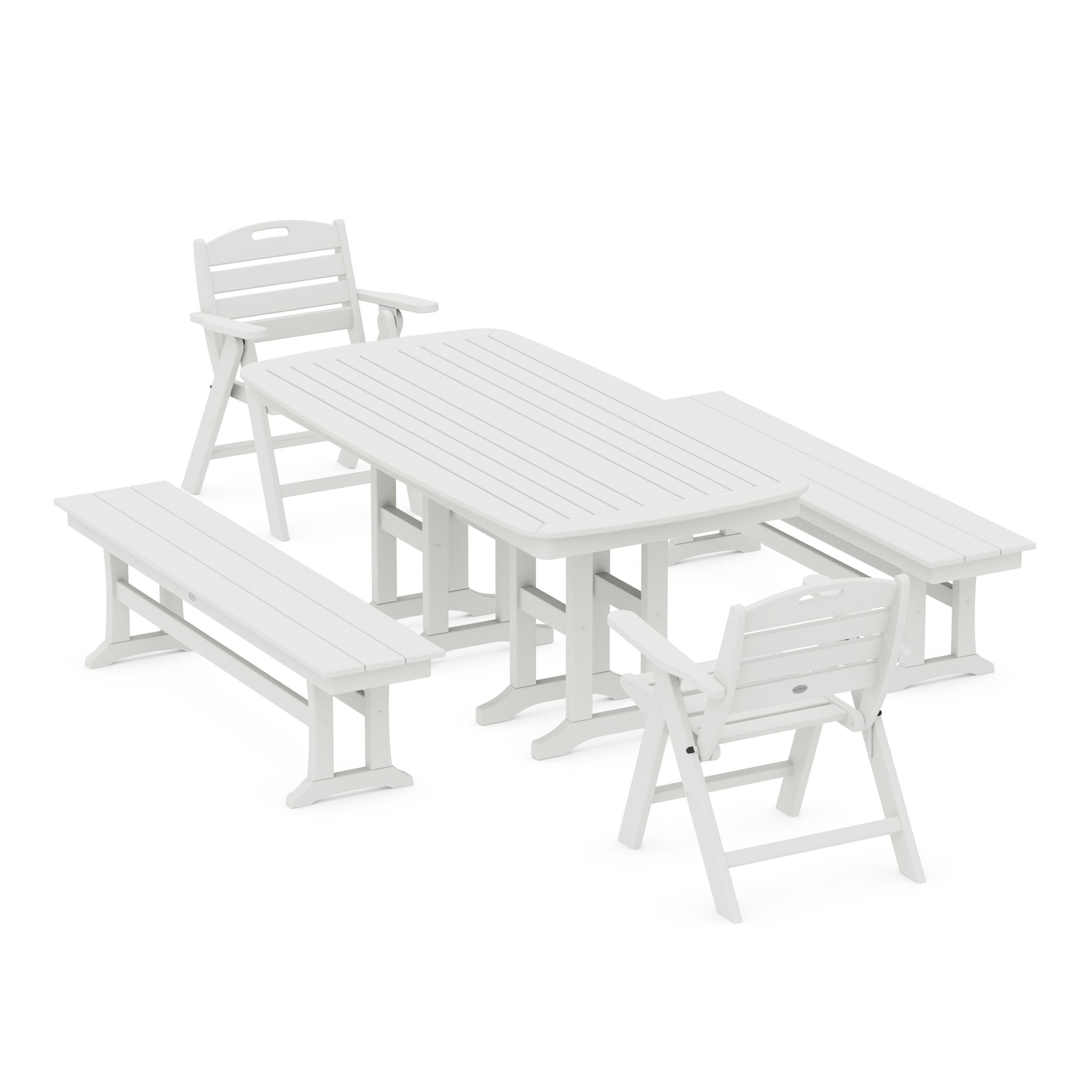 Nautical Lowback 5-Piece Dining Set with Benches
