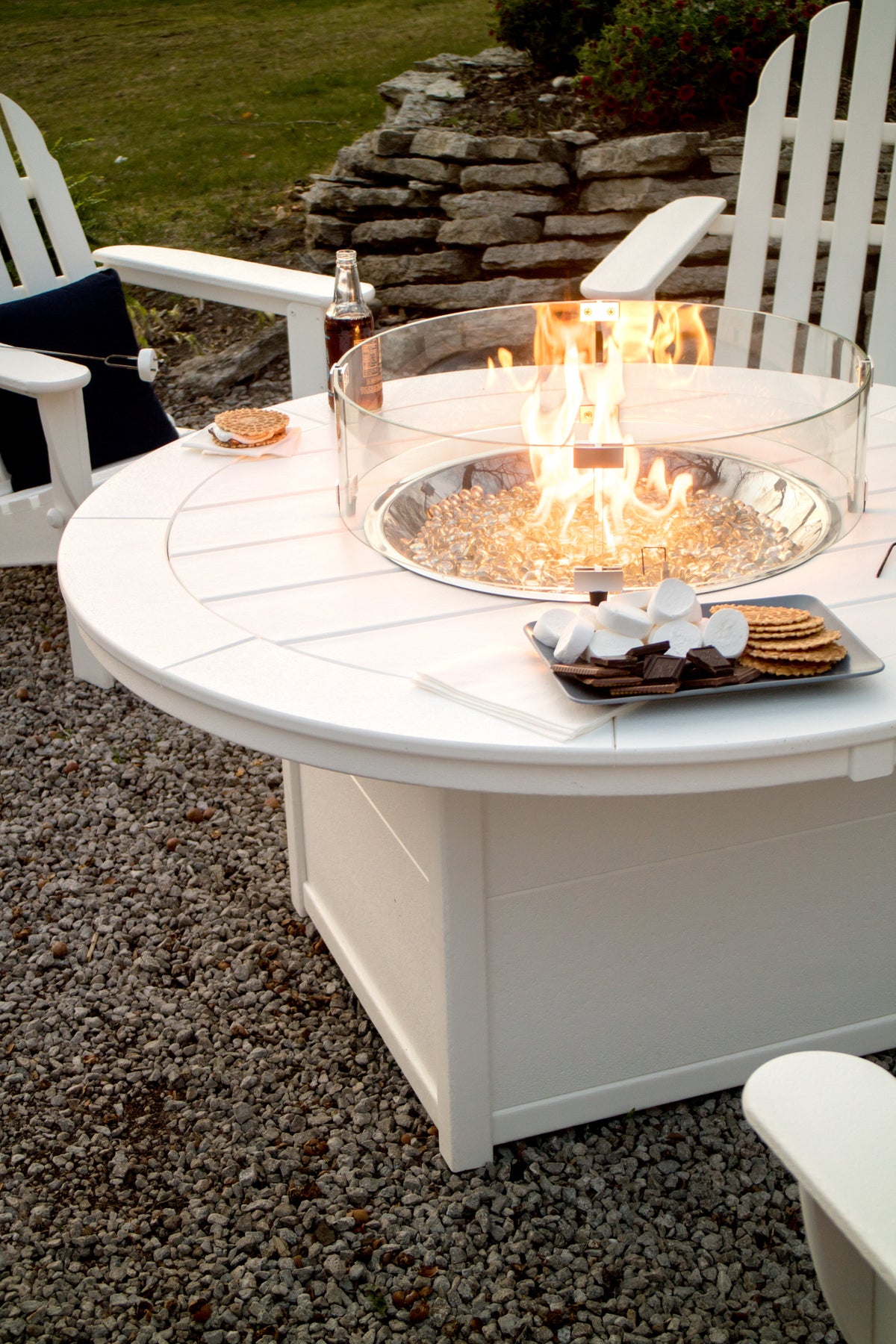 Classic Folding Adirondack 6-Piece Conversation Set with Fire Pit Table