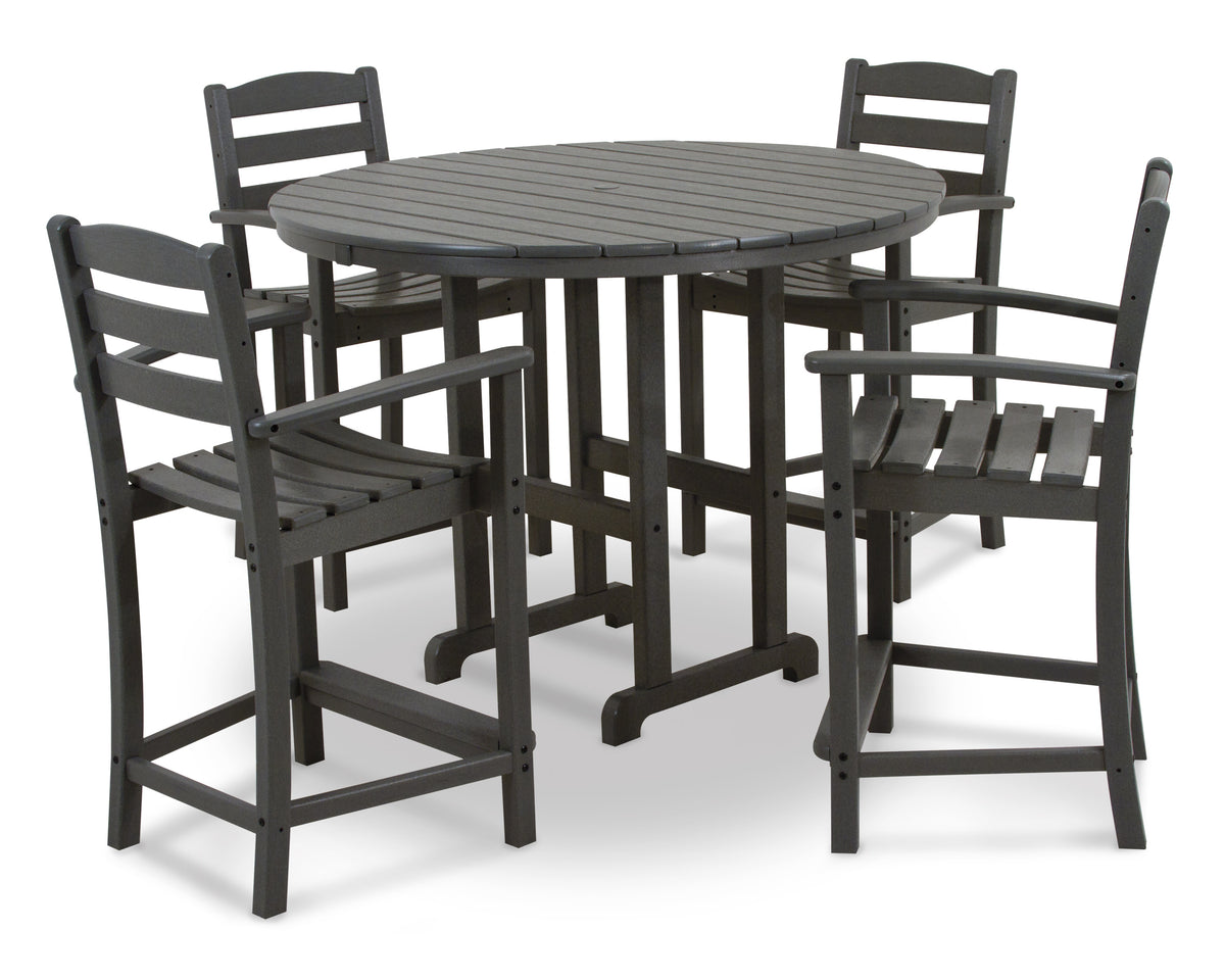 La Casa Café 5-Piece Round Farmhouse Counter Set