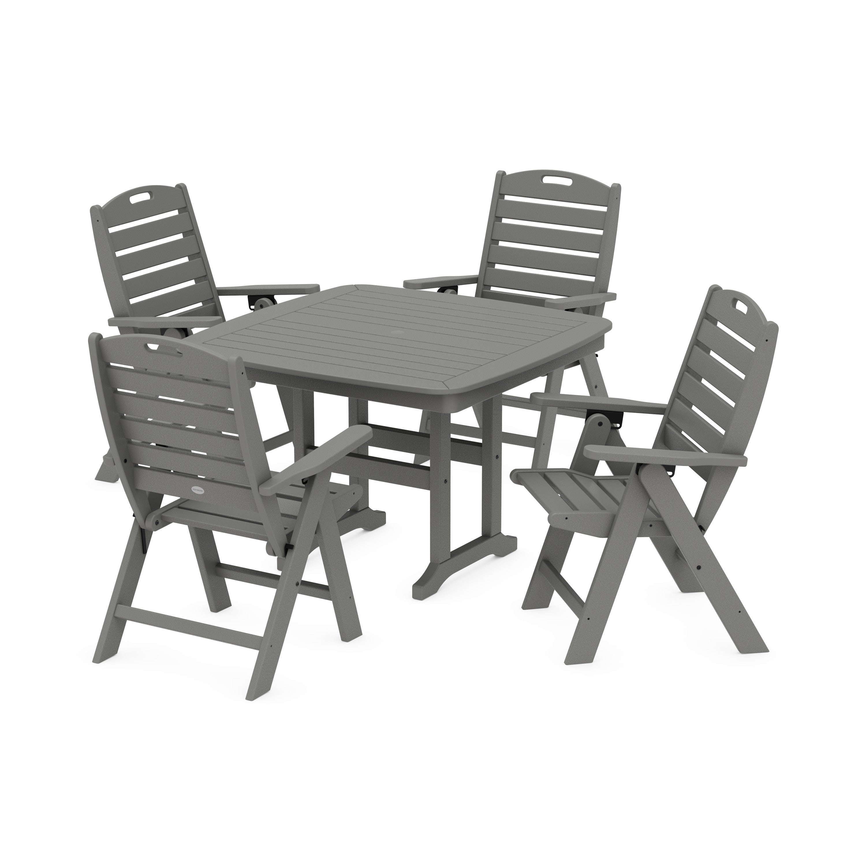 Nautical Highback Chair 5-Piece Round Dining Set with Trestle Legs - Thumbnail 3