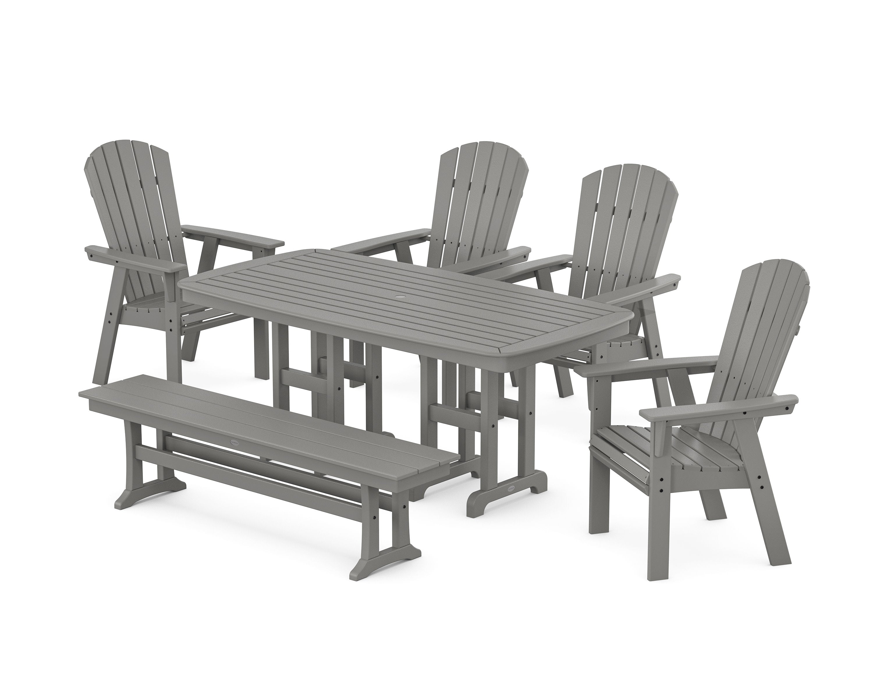 Nautical Curveback Adirondack 6-Piece Dining Set with Bench