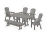 Nautical Curveback Adirondack 6-Piece Dining Set with Bench