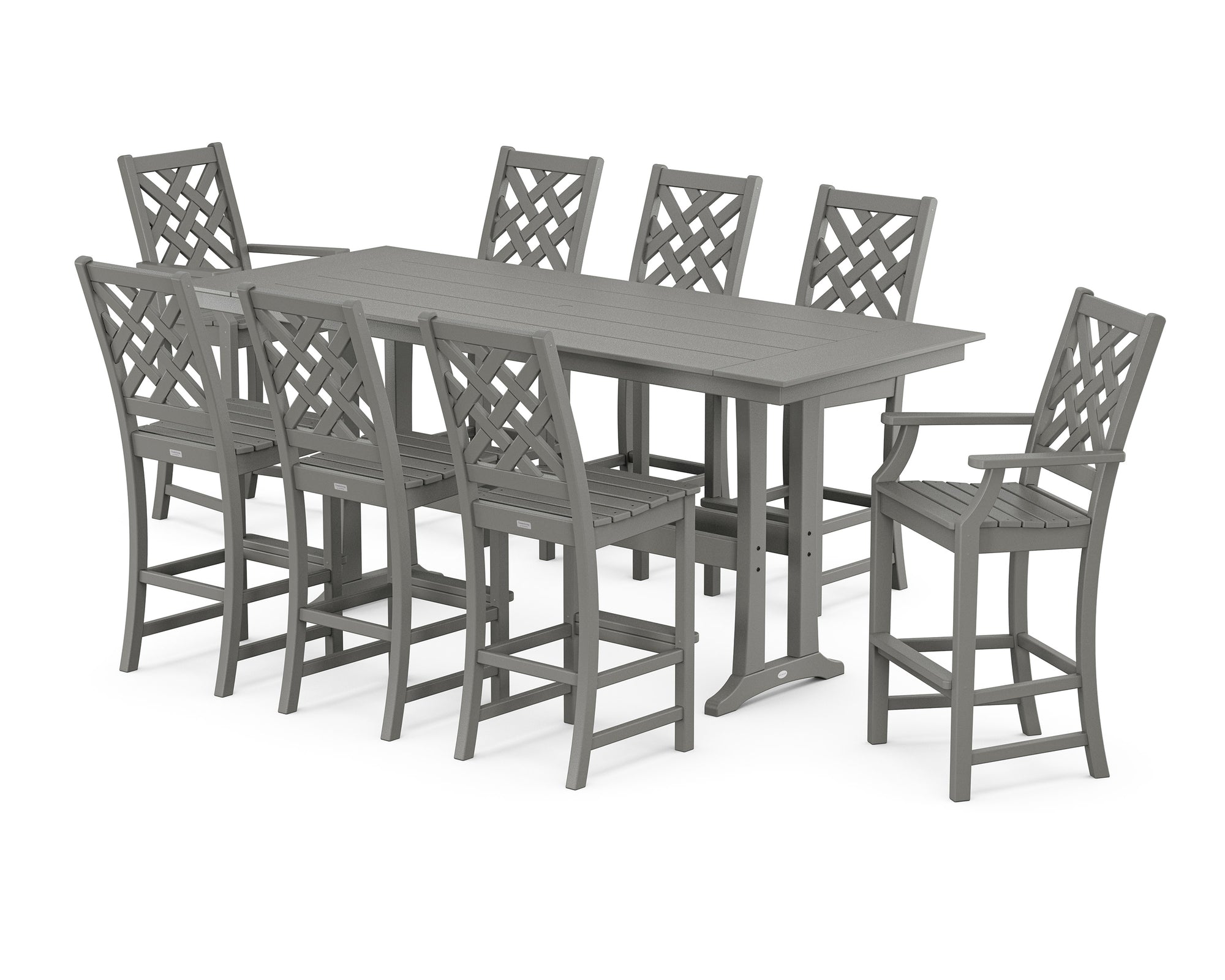Wovendale 9-Piece Farmhouse Bar Set with Trestle Legs