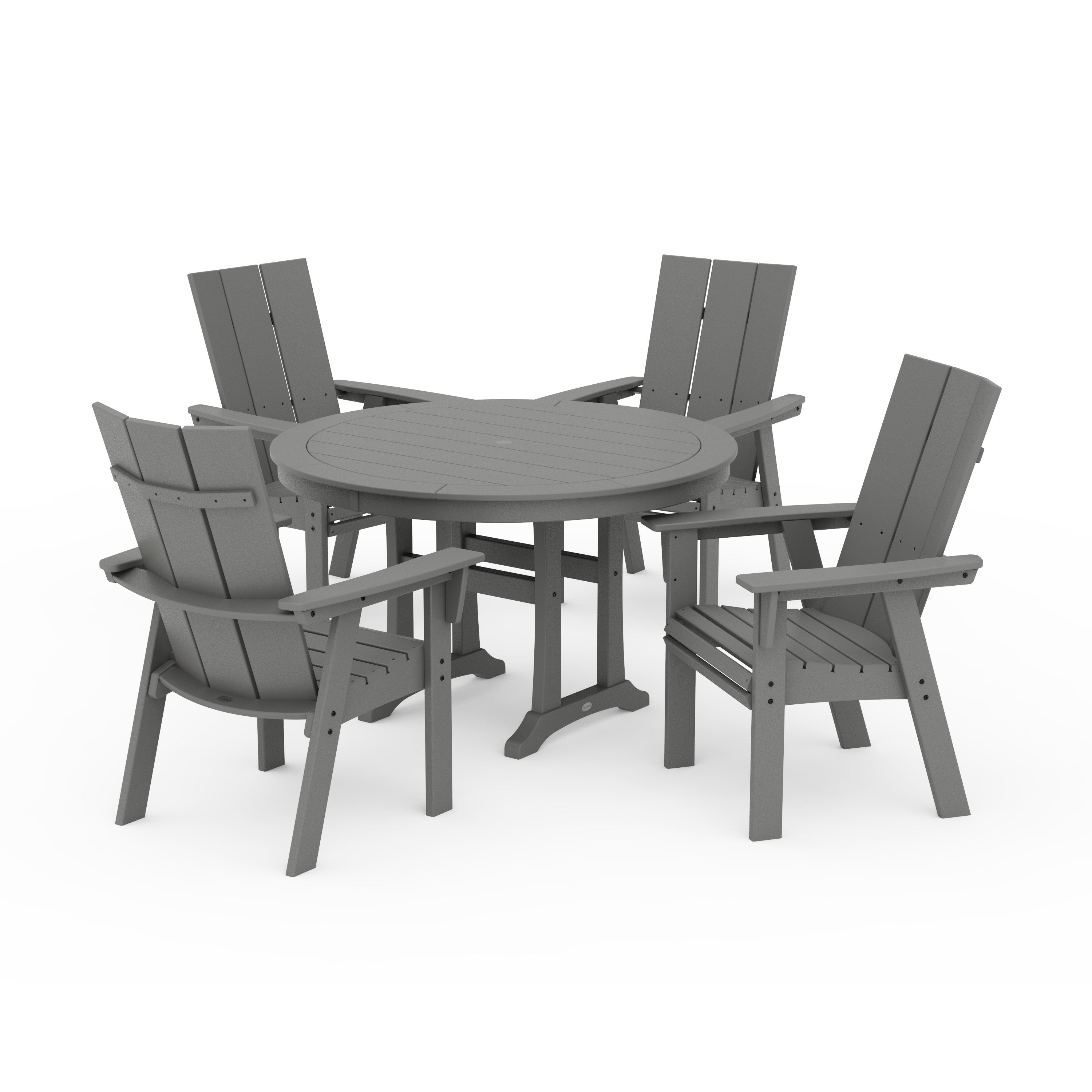 Modern Curveback Adirondack 5-Piece Nautical Trestle Dining Set