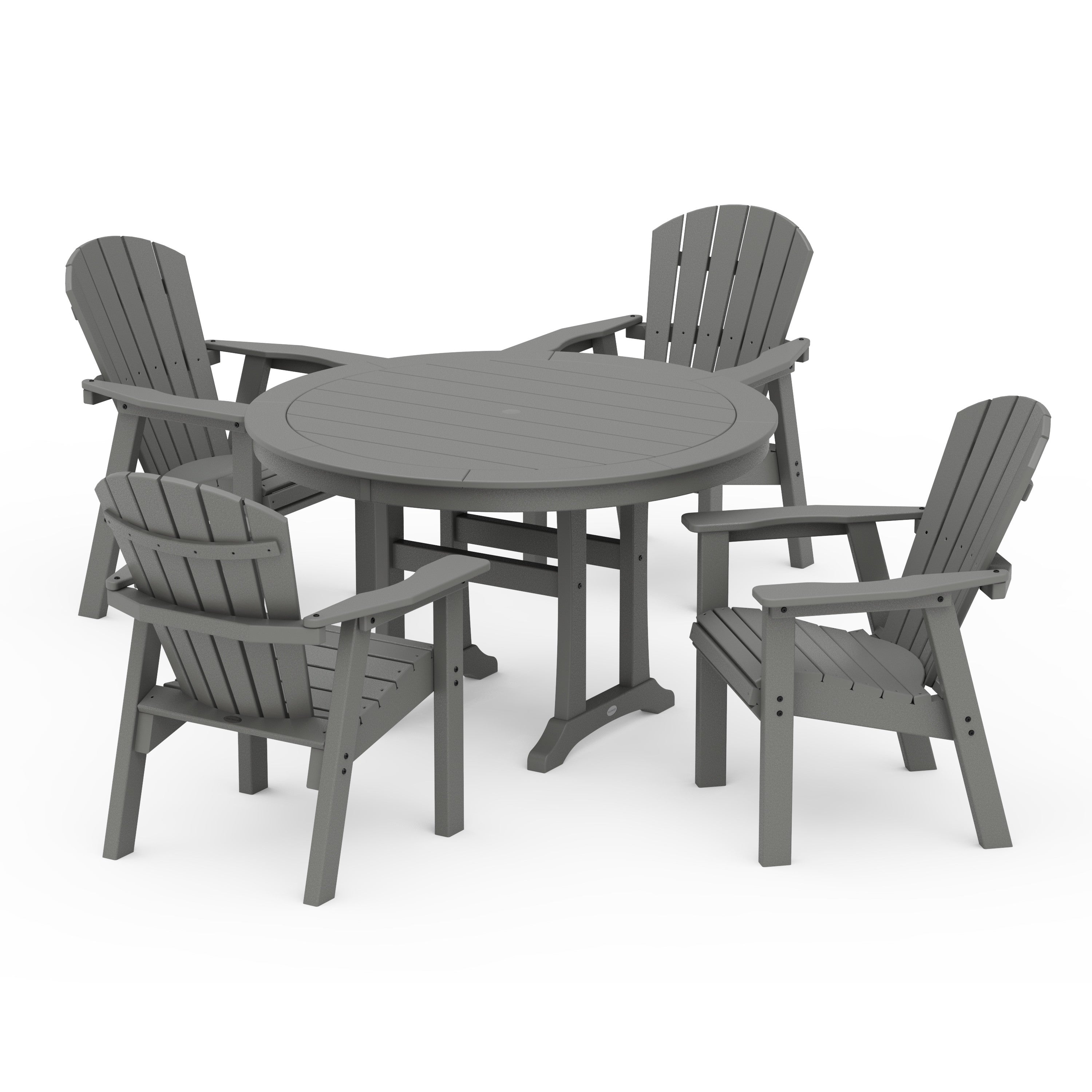 Seashell 5-Piece Round Dining Set with Trestle Legs