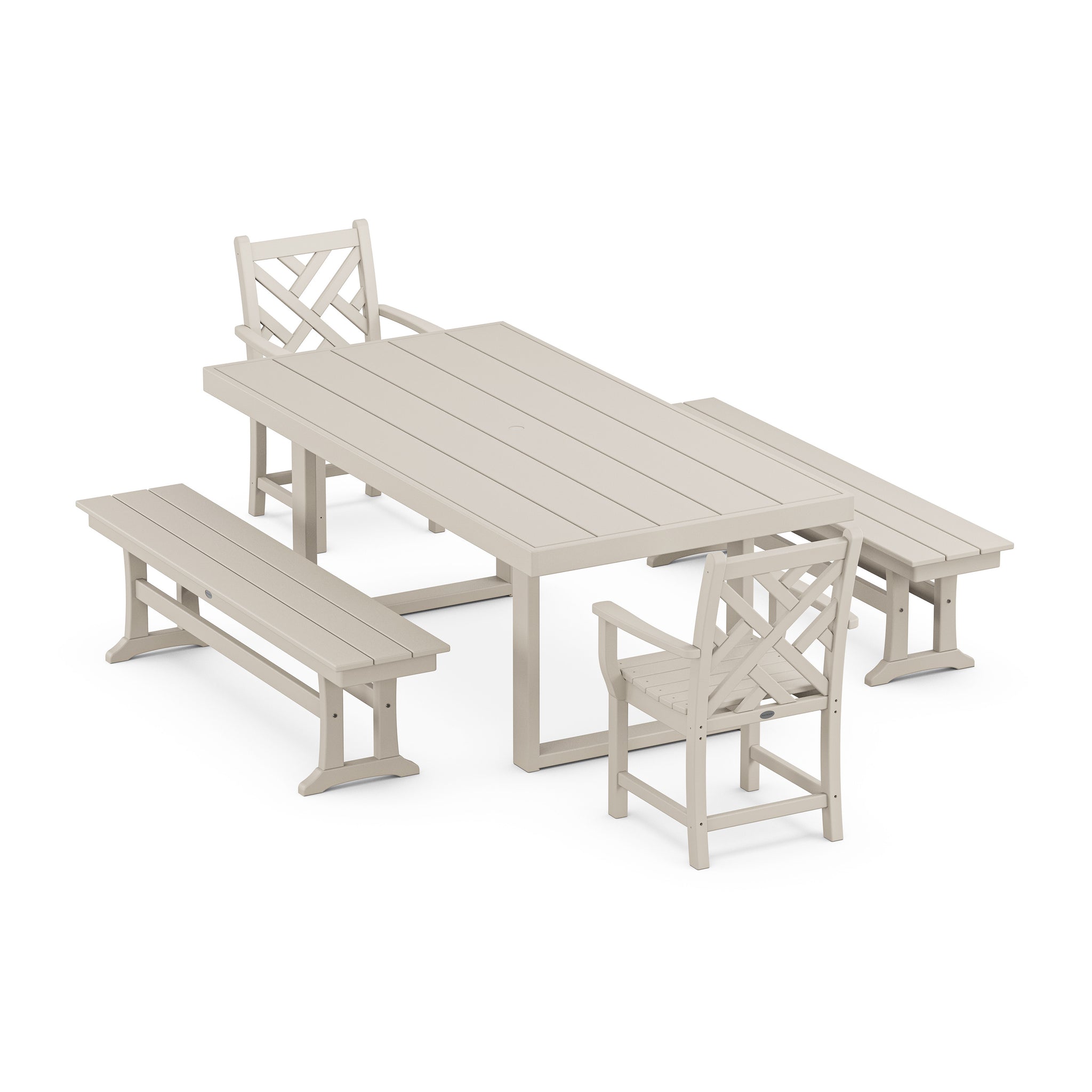 Chippendale 5-Piece Dining Set with Benches