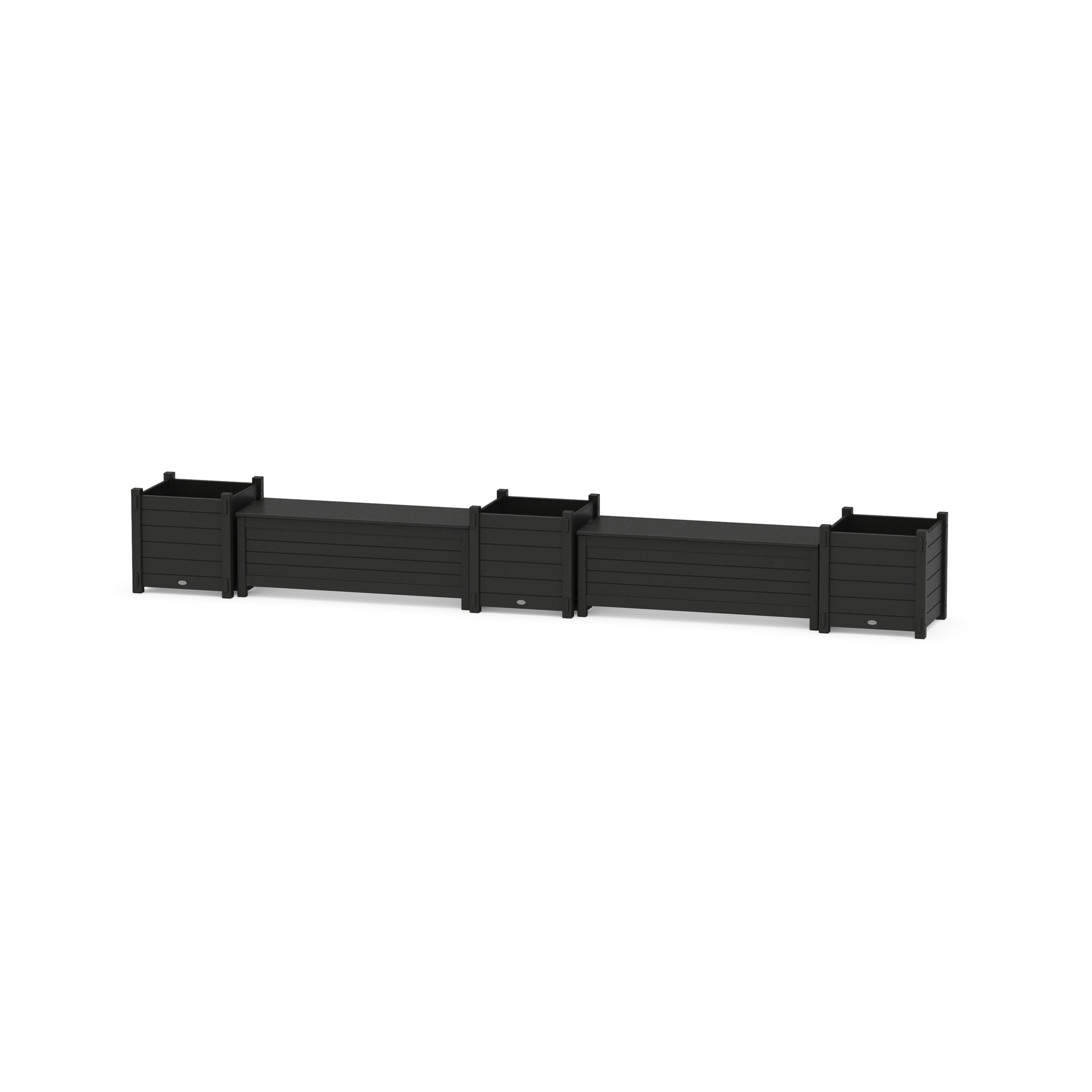 48" Nautical Straight Double Planter Storage Bench Set- Large
