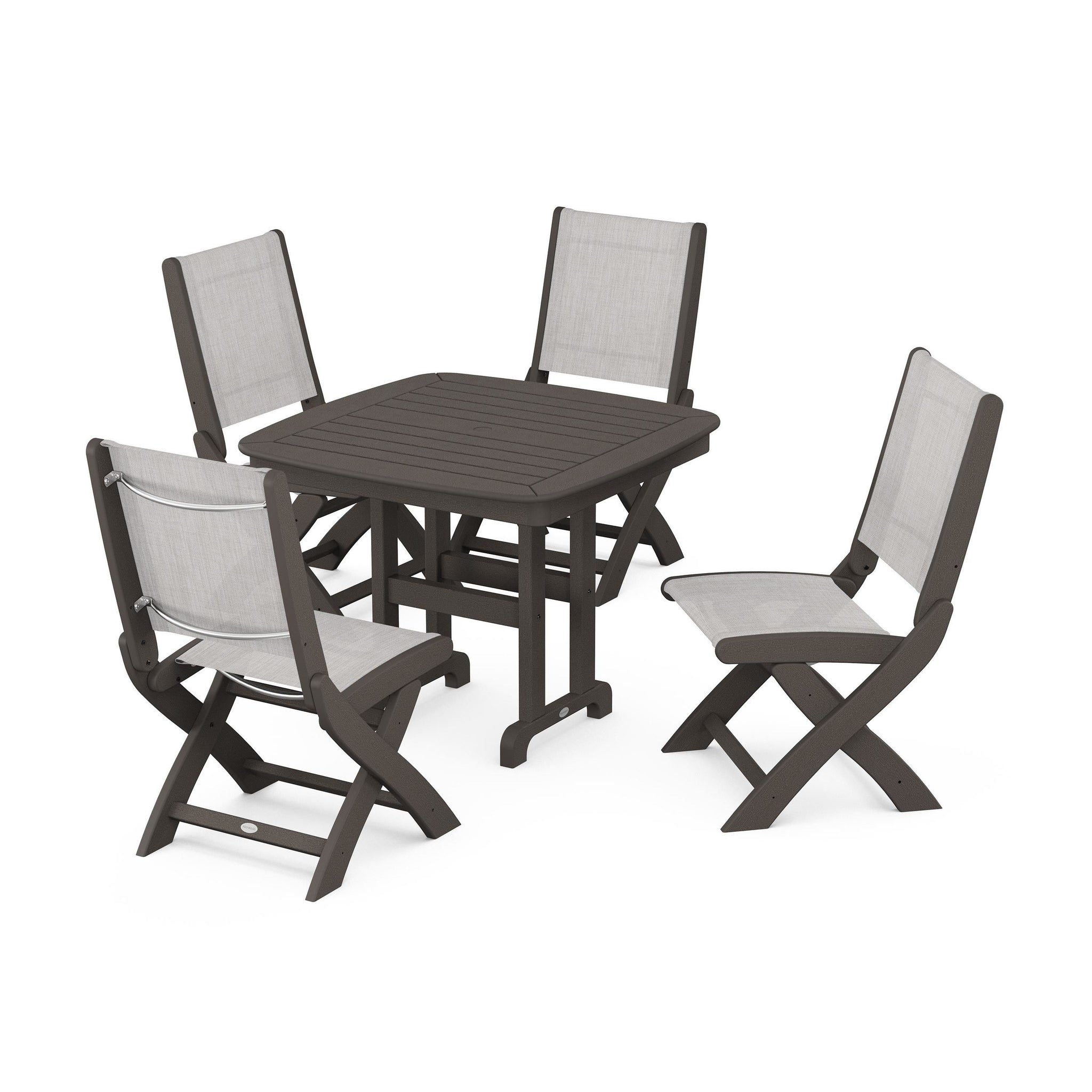 Coastal Folding Side Chair 5-Piece Dining Set
