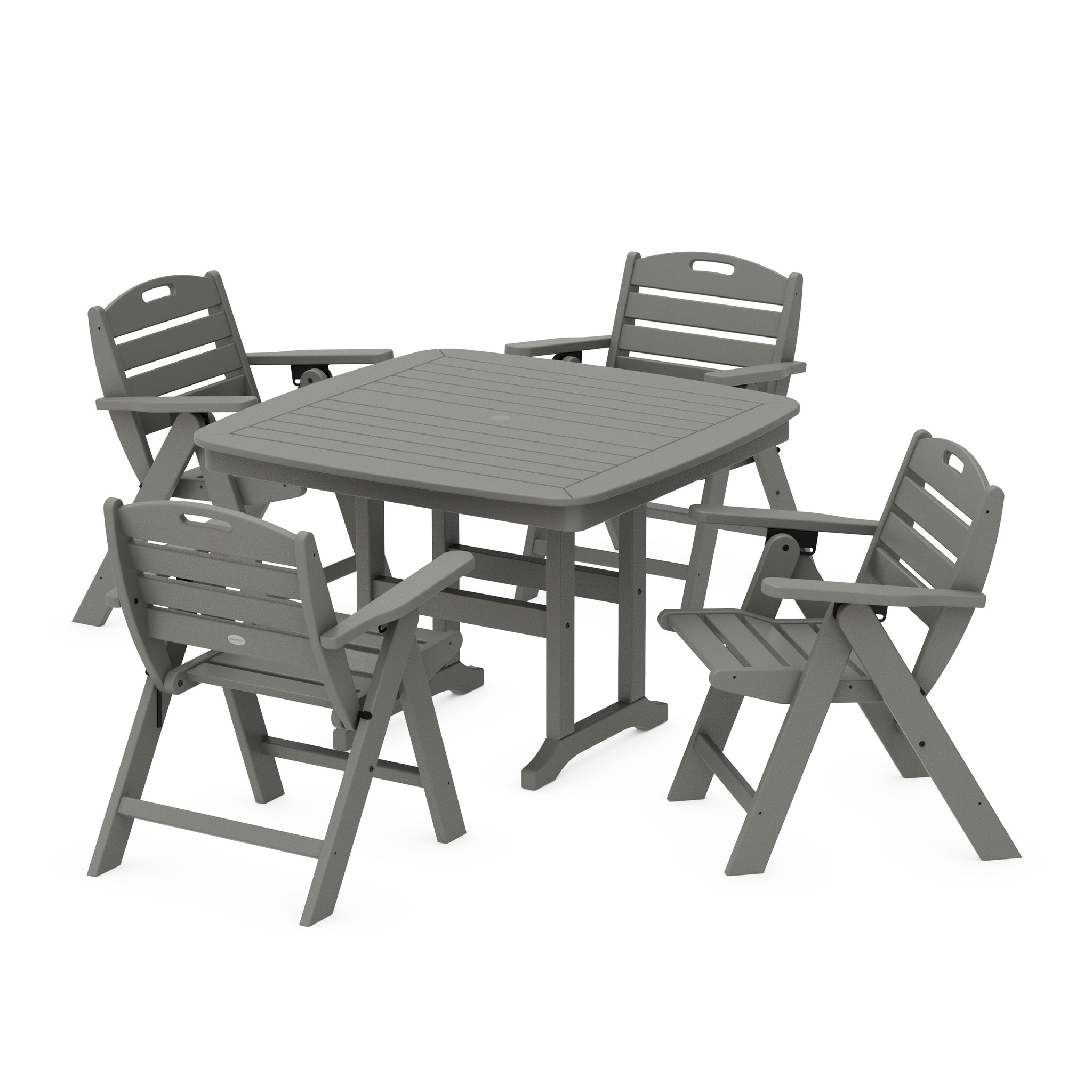 Nautical Folding Lowback Chair 5-Piece Dining Set with Trestle Legs