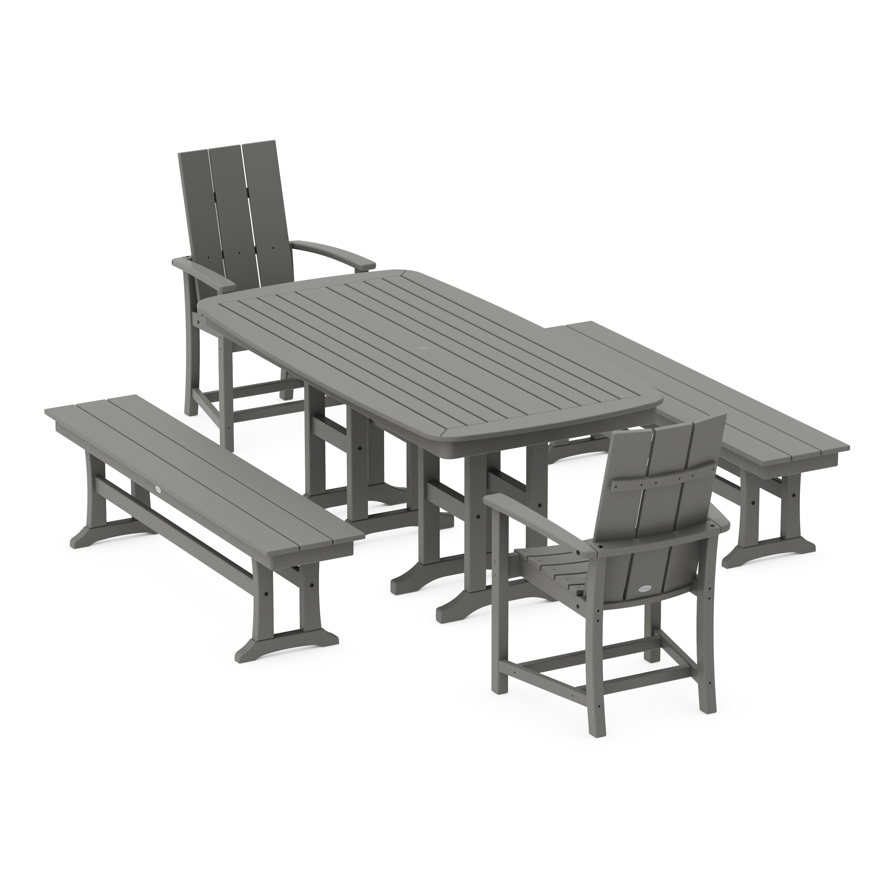 Modern Adirondack 5-Piece Farmhouse Dining Set with Benches