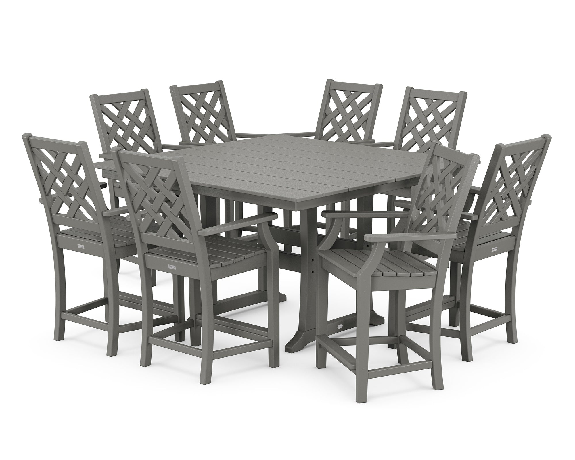 Wovendale 9-Piece Square Farmhouse Counter Set with Trestle Legs