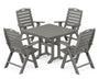Nautical Folding Highback Chair 5-Piece Farmhouse Trestle Dining Set