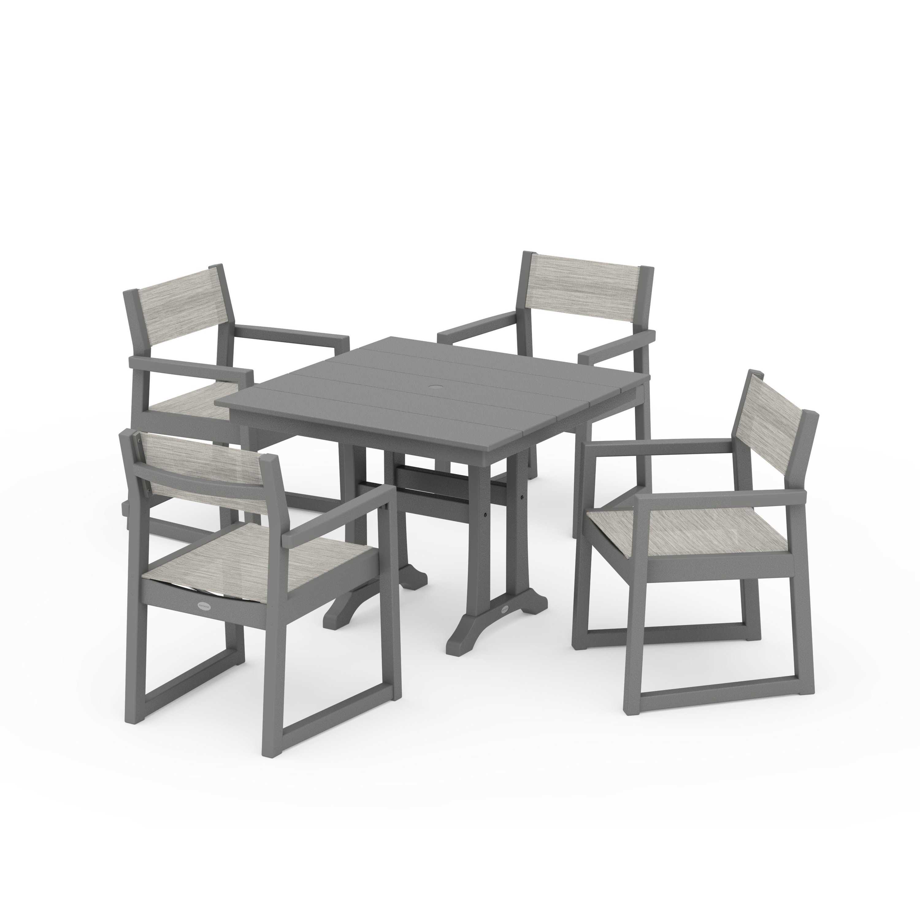 EDGE Sling 5-Piece Farmhouse Dining Set with Trestle Legs