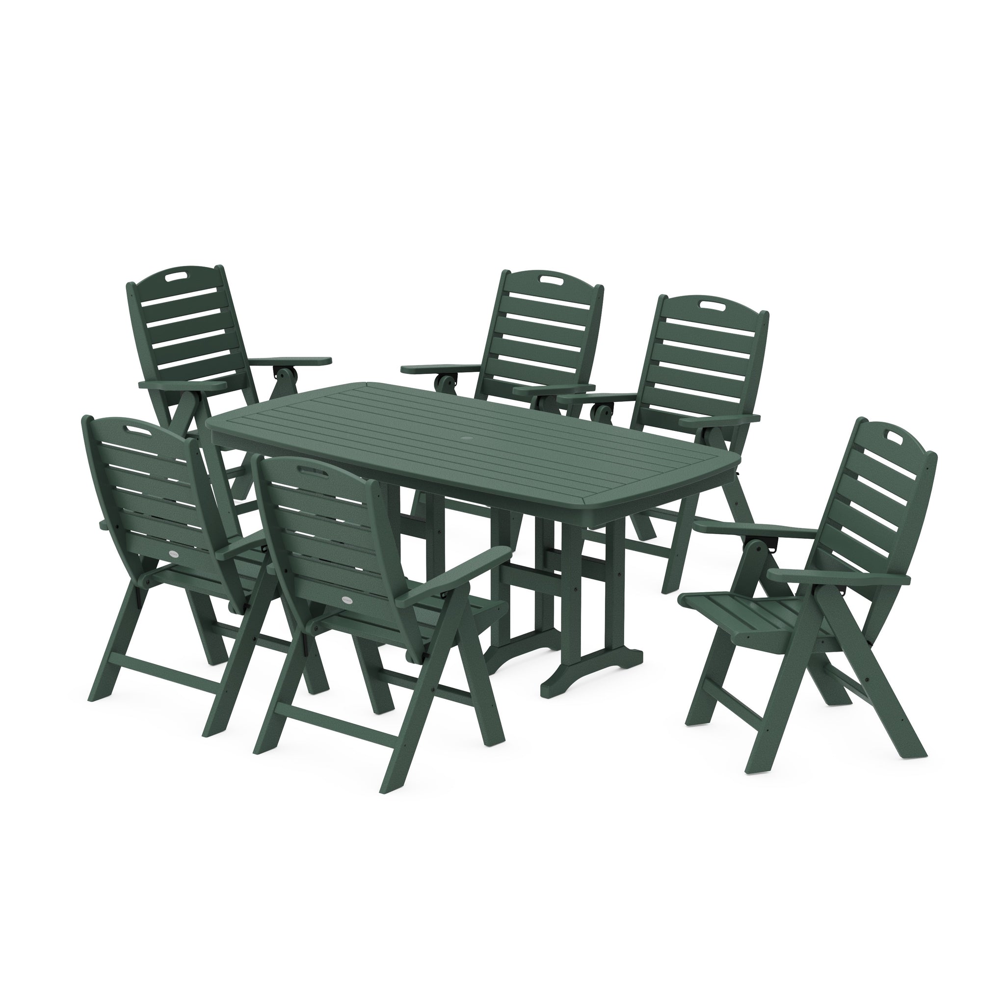 Nautical Folding Highback Chair 7-Piece Dining Set