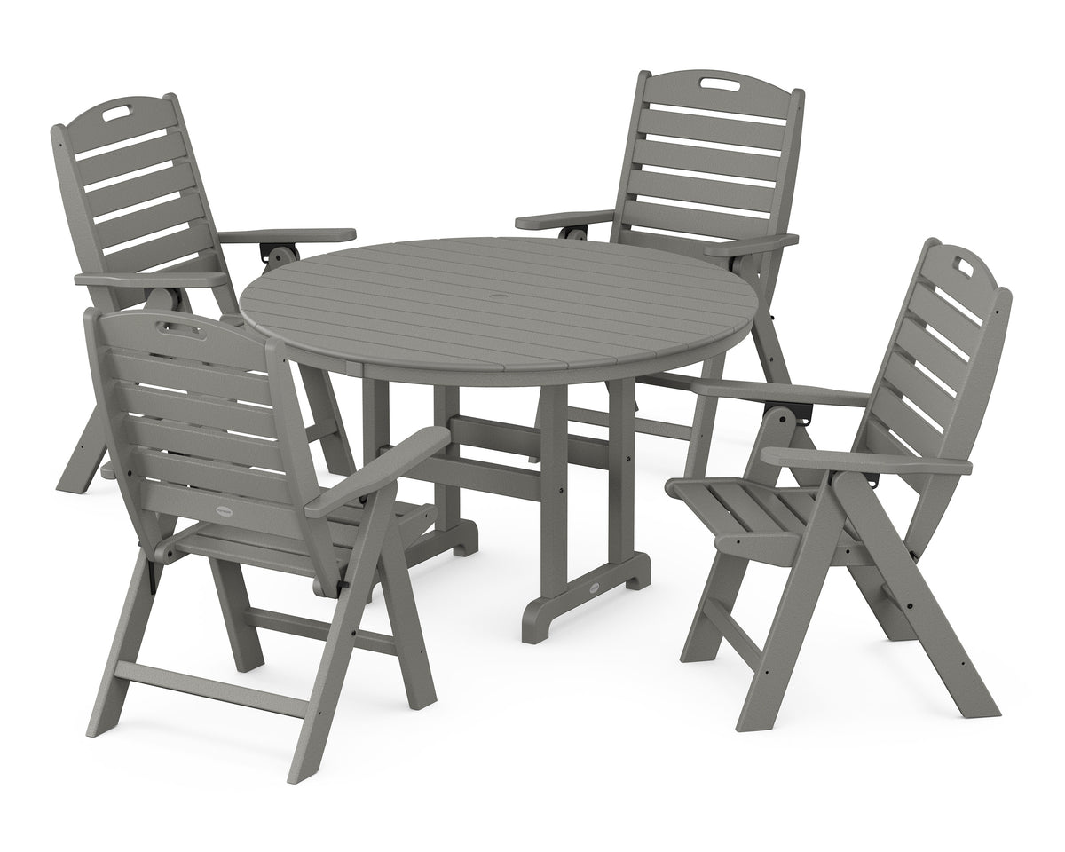 Nautical Folding Chair 5-Piece Round Farmhouse Dining Set