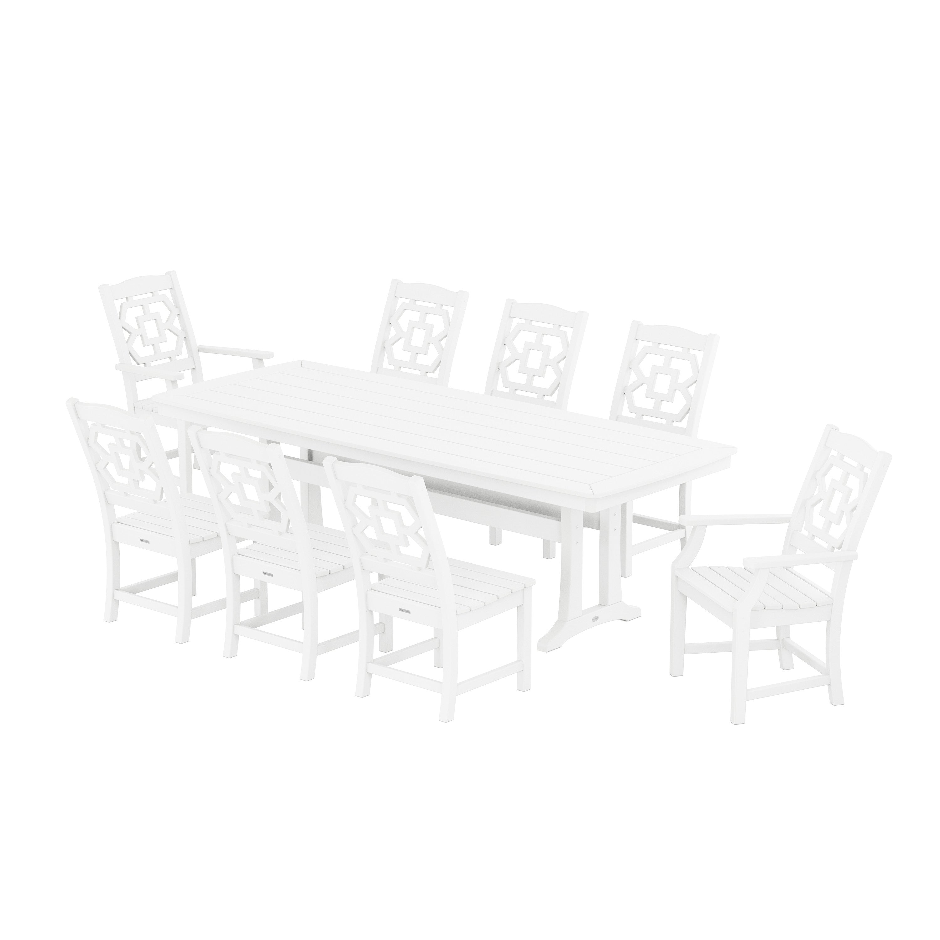 Chinoiserie 9-Piece Dining Set with Trestle Legs