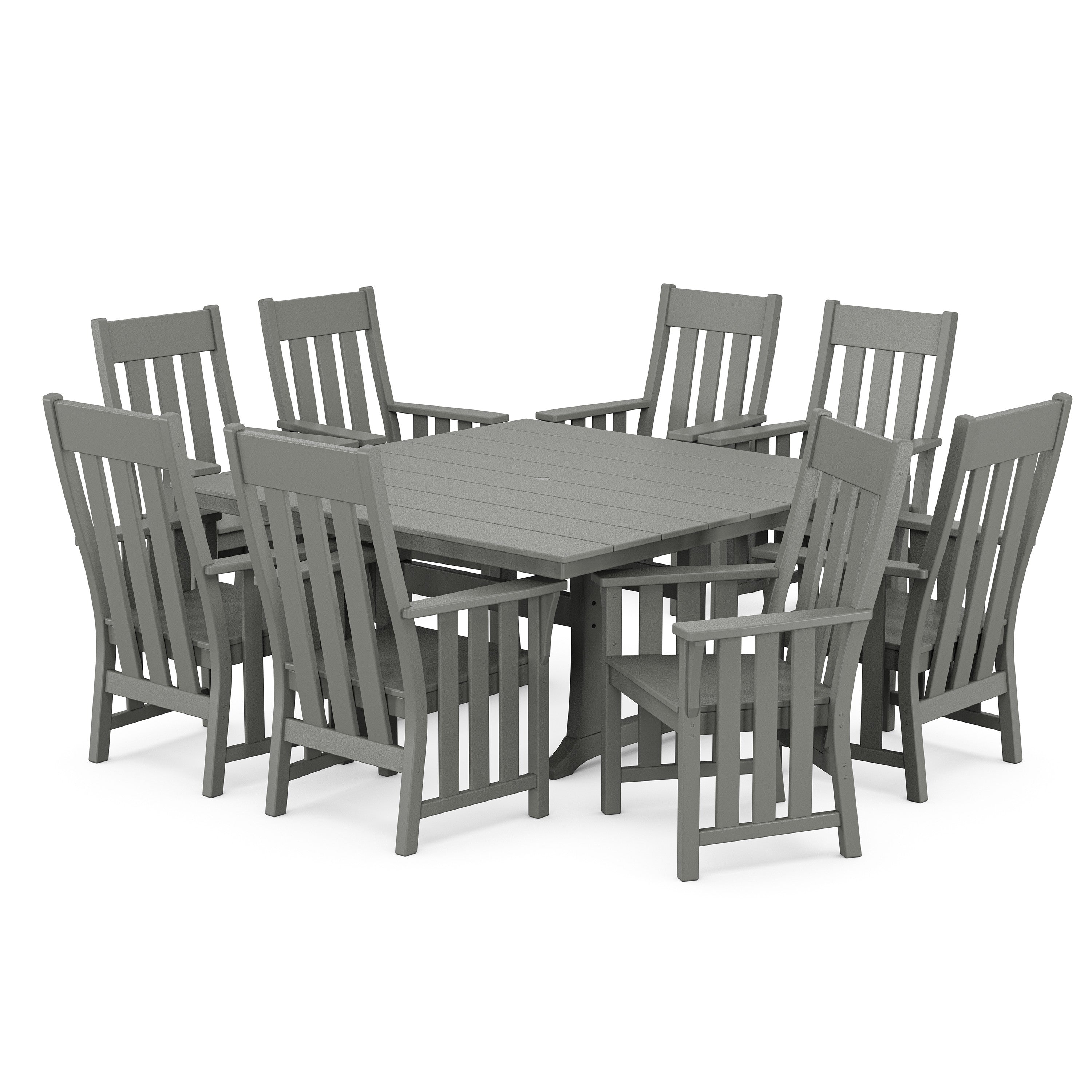 Acadia 9-Piece Square Farmhouse Dining Set with Trestle Legs