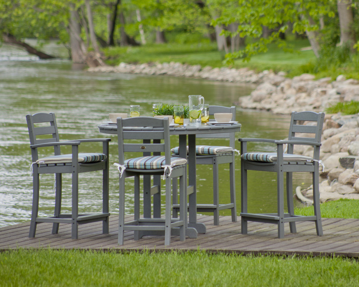 La Casa Café 5-Piece Round Farmhouse Counter Dining Set