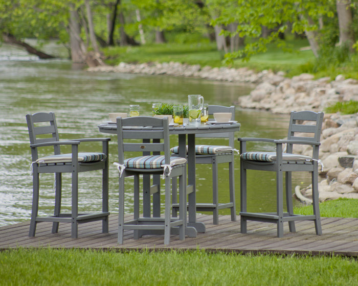 La Casa Café 5-Piece Round Farmhouse Counter Dining Set
