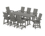 Modern Curveback Adirondack Swivel 9-Piece Farmhouse Counter Set with Trestle Legs