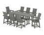 Modern Curveback Adirondack 9-Piece Farmhouse Counter Set with Trestle Legs