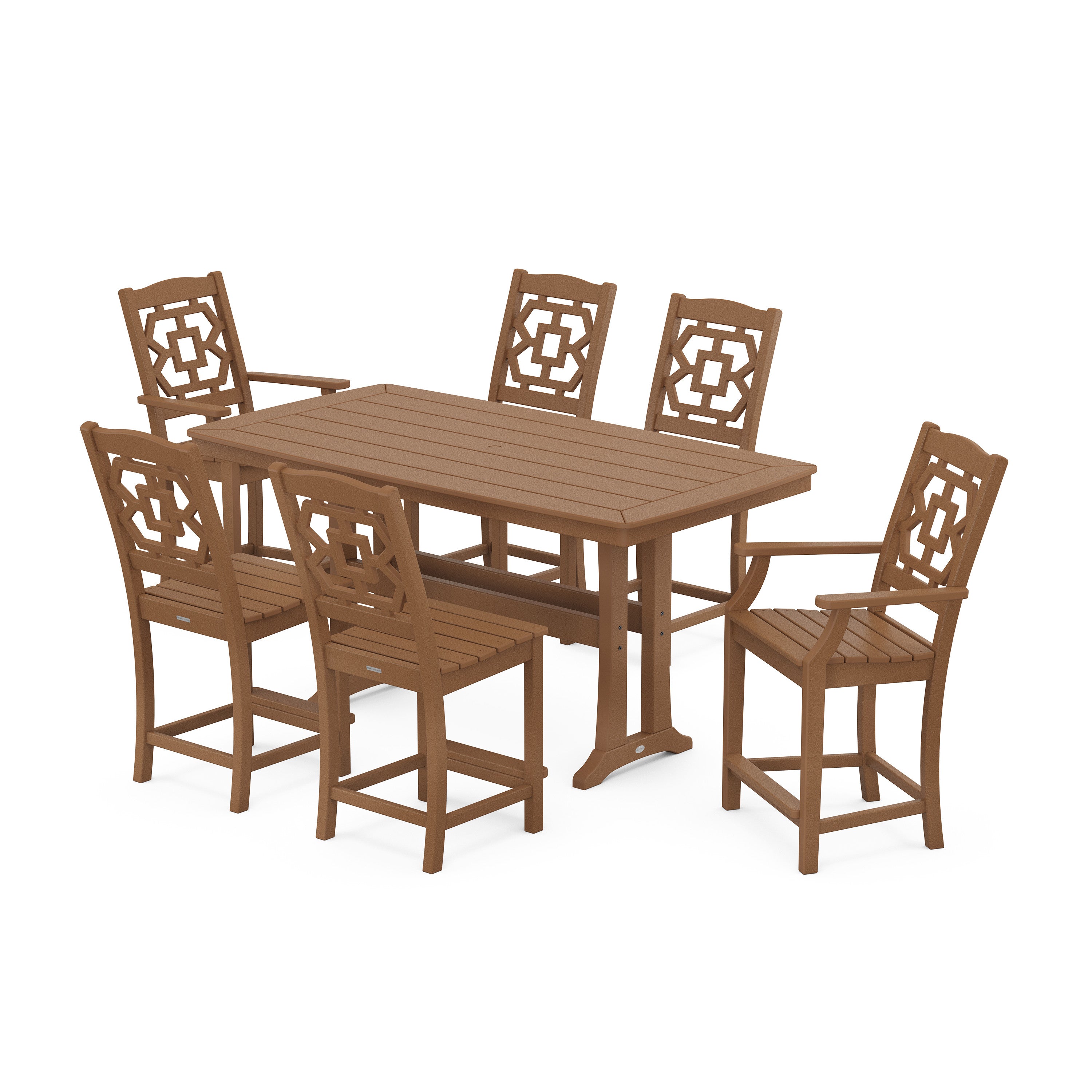 Chinoiserie 7-Piece Counter Set with Trestle Legs