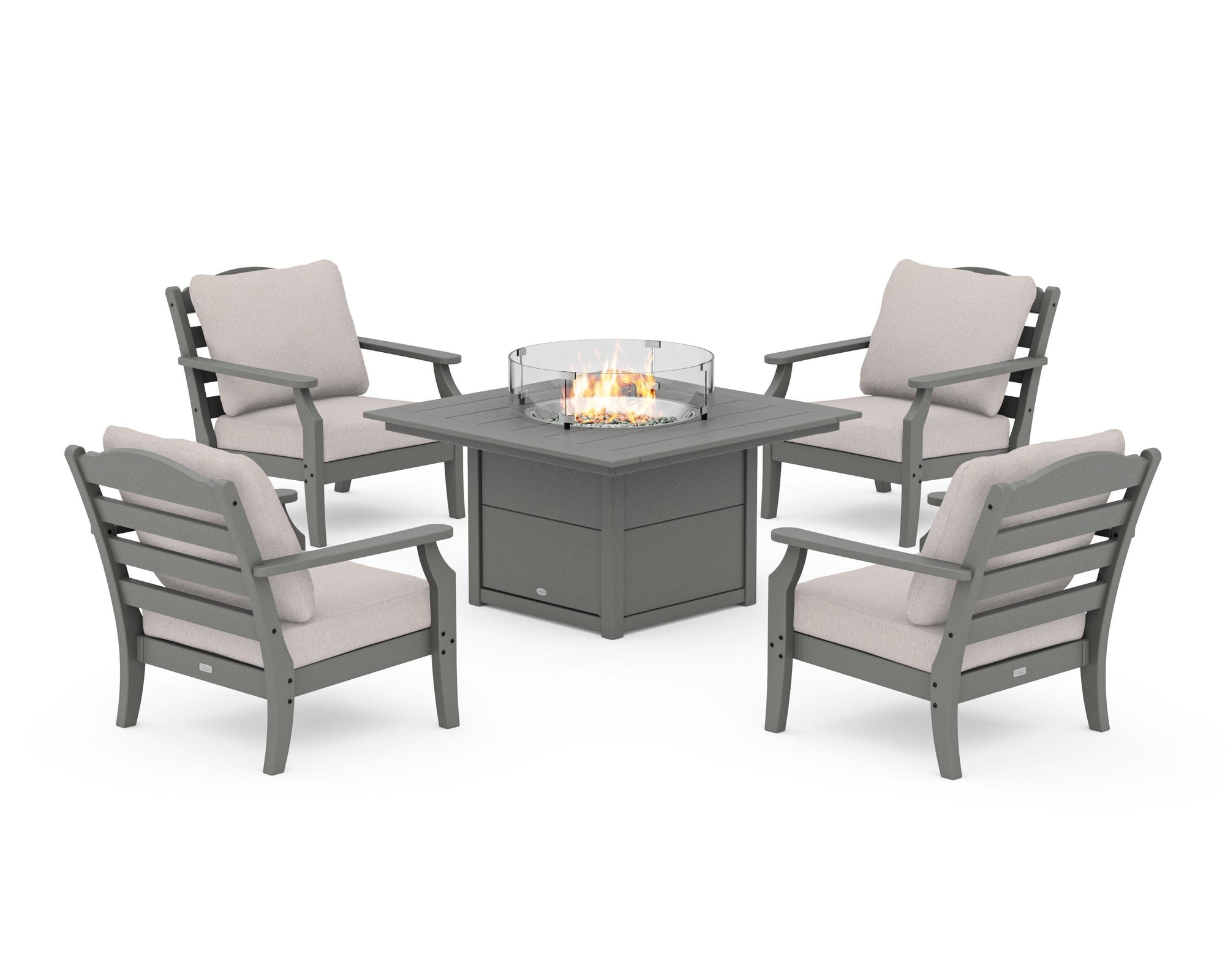 Savannah 5-Piece Deep Seating Set with Fire Pit Table