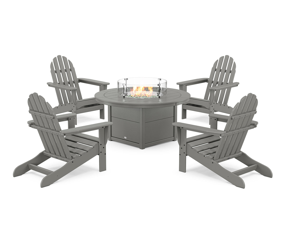 Classic Adirondack 5-Piece Conversation Set with Fire Pit Table