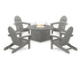Classic Adirondack 5-Piece Conversation Set with Fire Pit Table