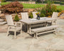Modern Curveback Adirondack 6-Piece Farmhouse Dining Set with Trestle Legs and Bench