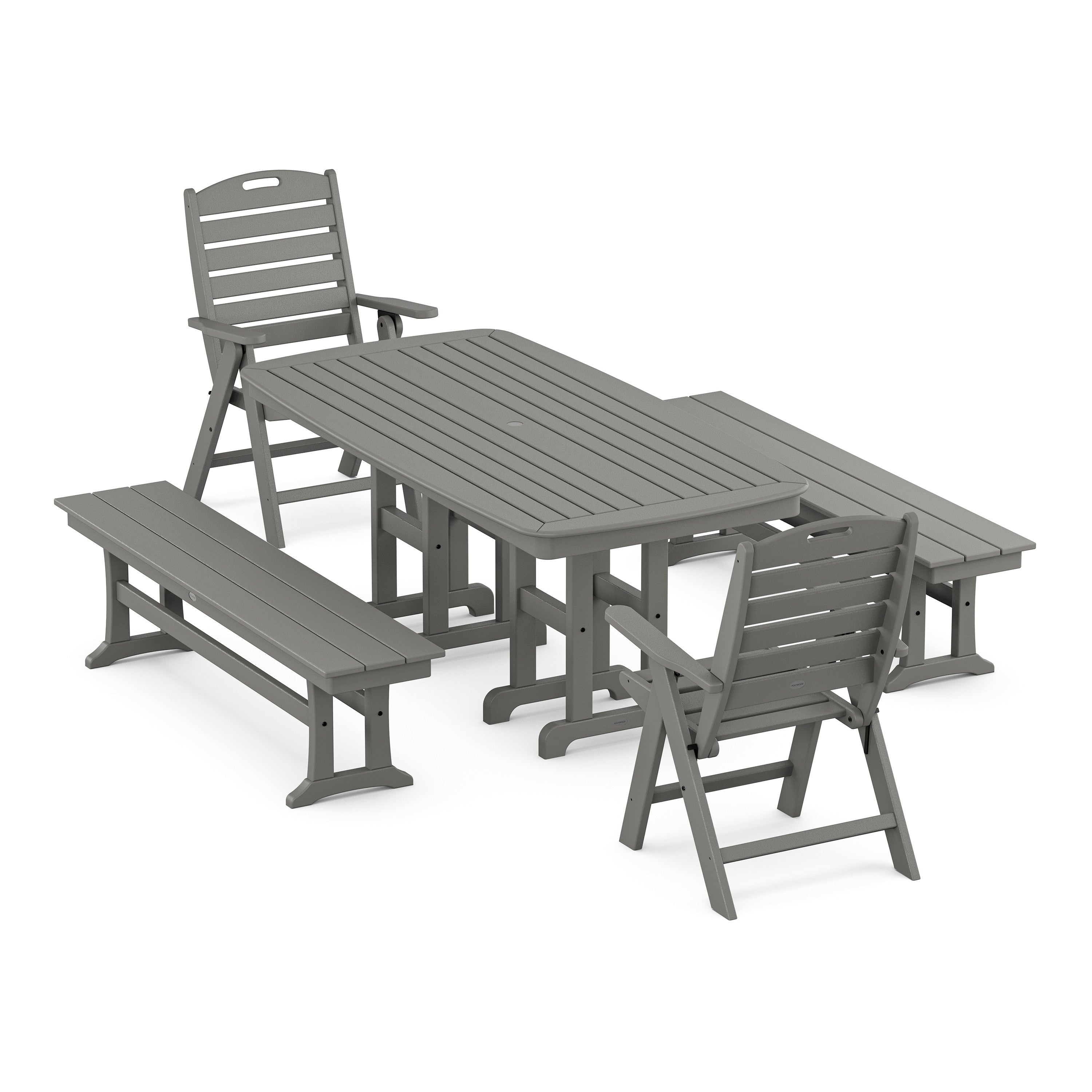 Nautical Highback 5-Piece Dining Set with Benches