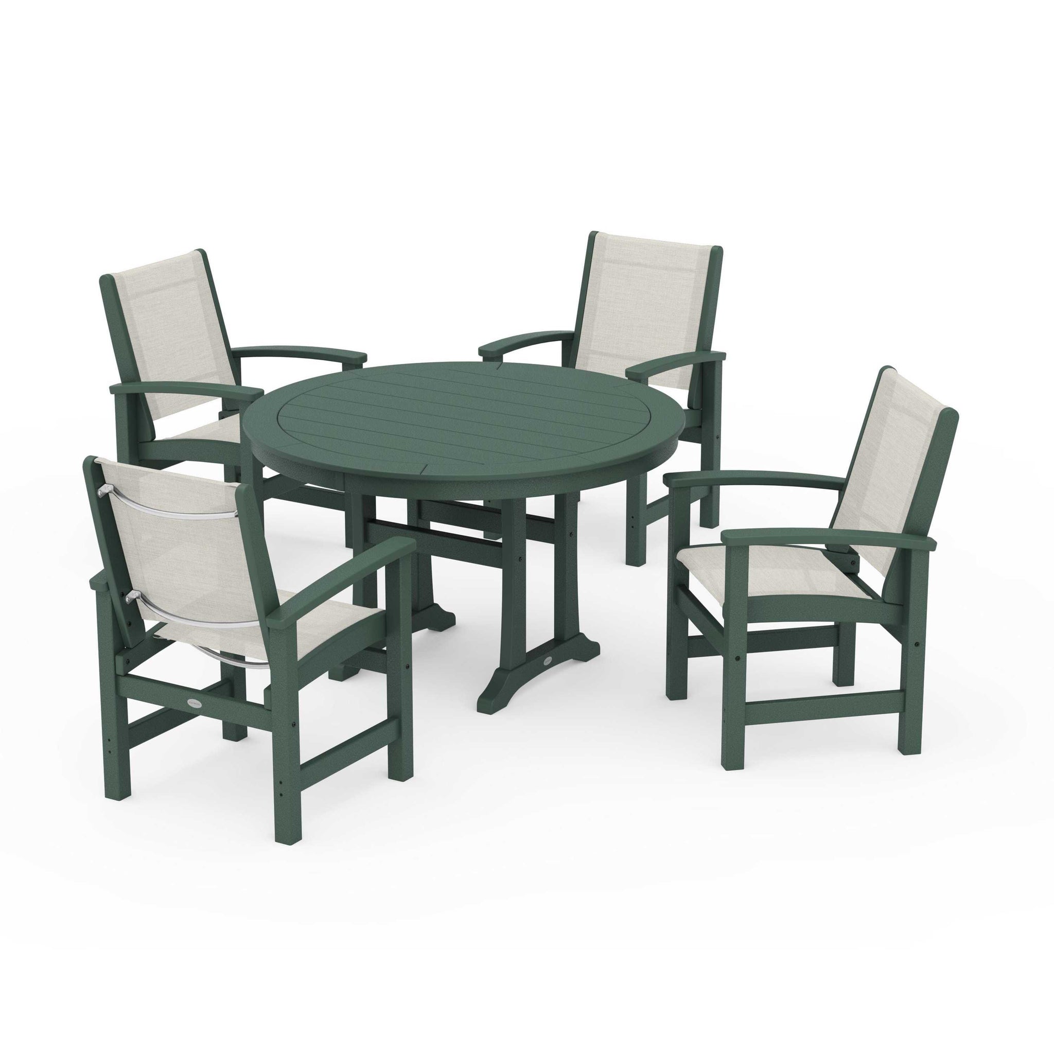 Coastal 5-Piece Round Dining Set with Trestle Legs
