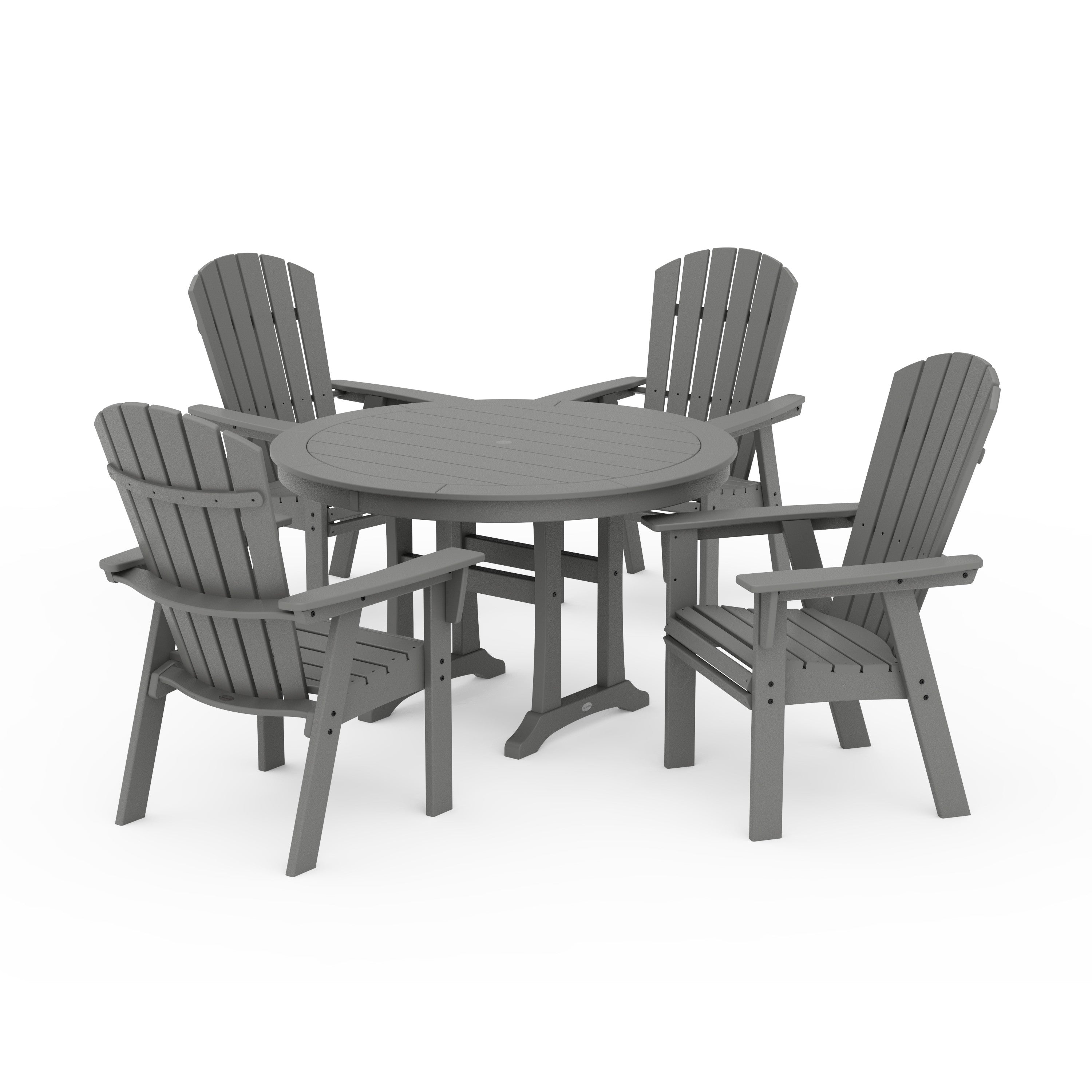 Nautical Curveback Adirondack 5-Piece Round Dining Set with Trestle Legs