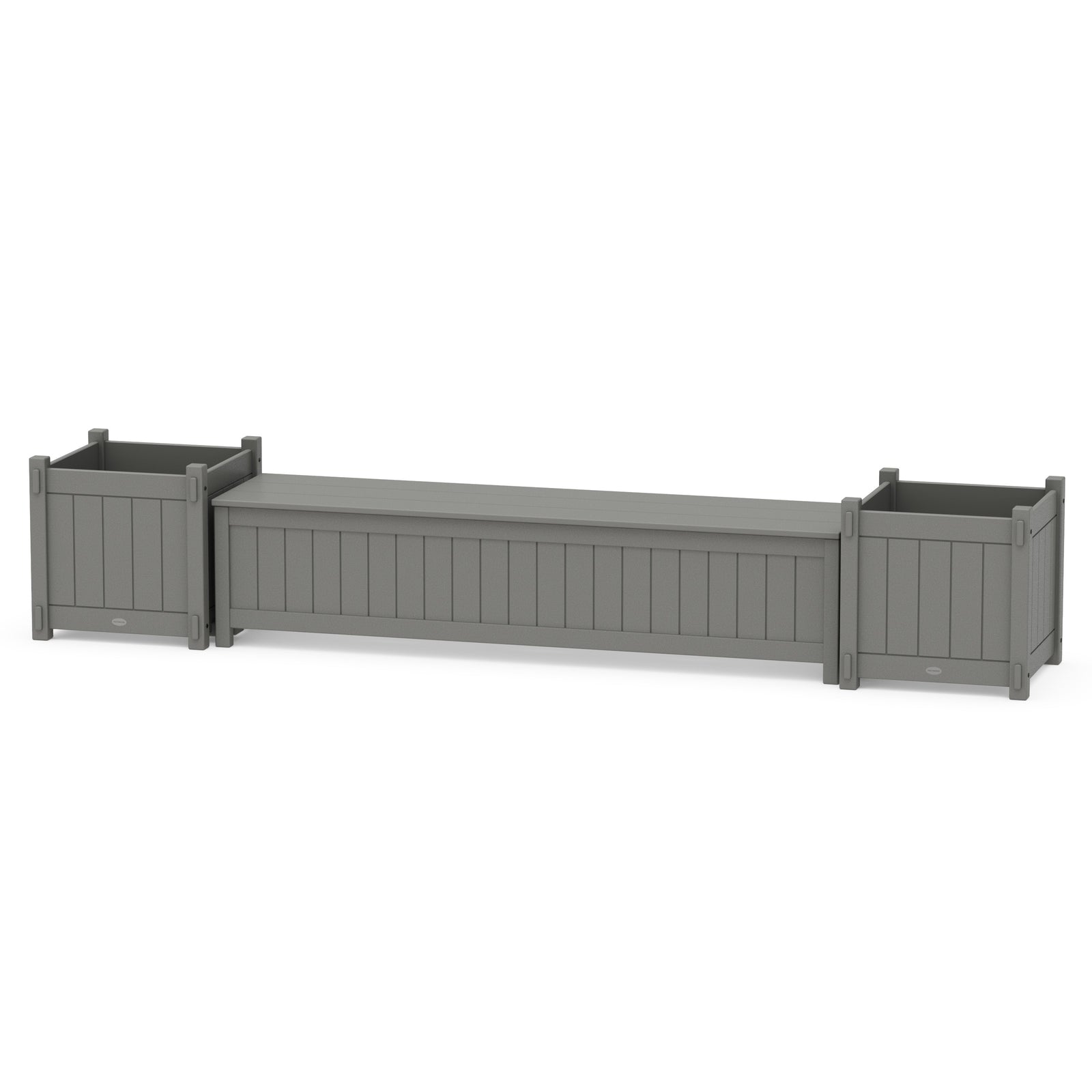 big plastic planter boxes POLYWOOD Vineyard Straight Planter Storage Bench Set- Large in Mahogany - Outdoor Furniture