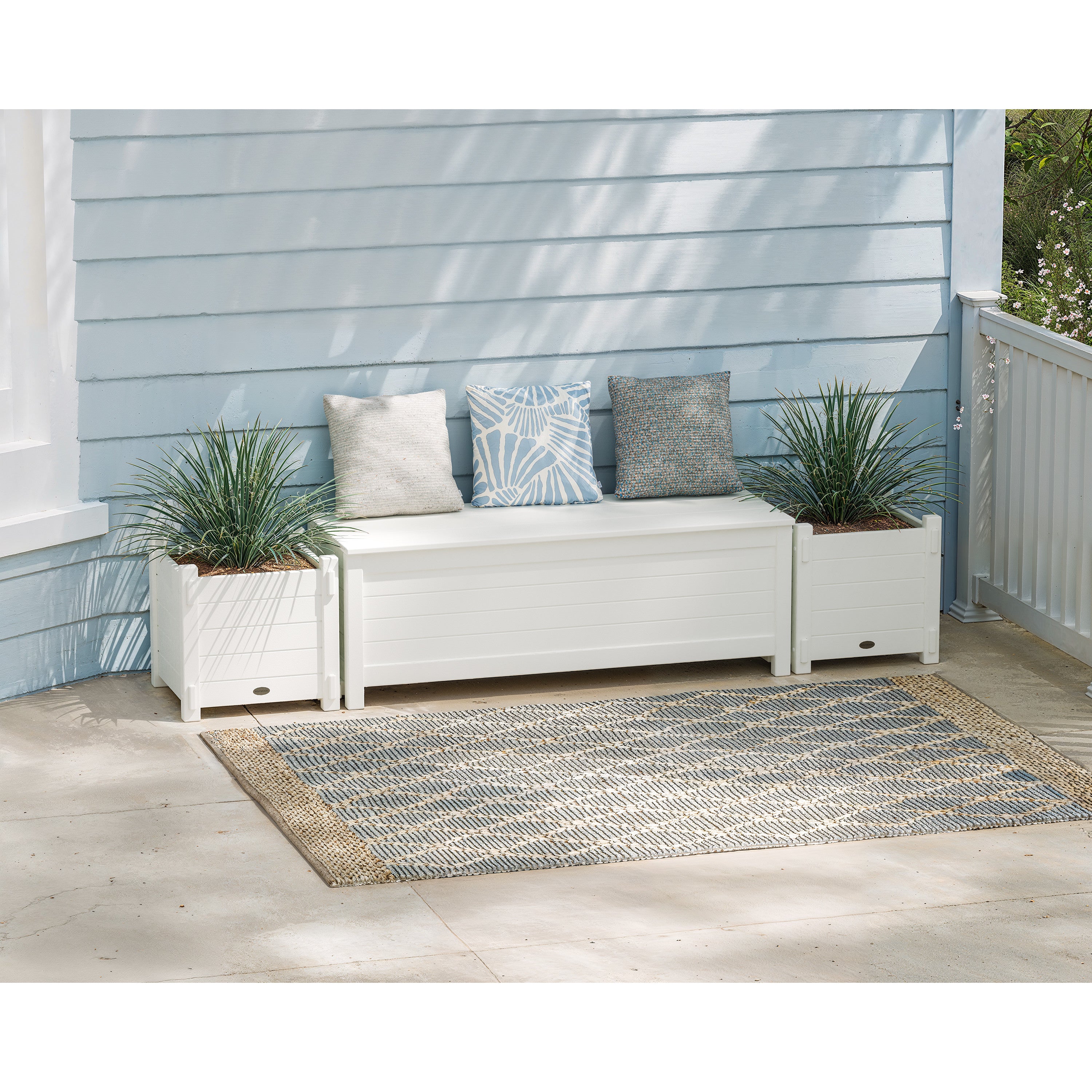 POLYWOOD Nautical Planter Storage Bench - Thumbnail 2