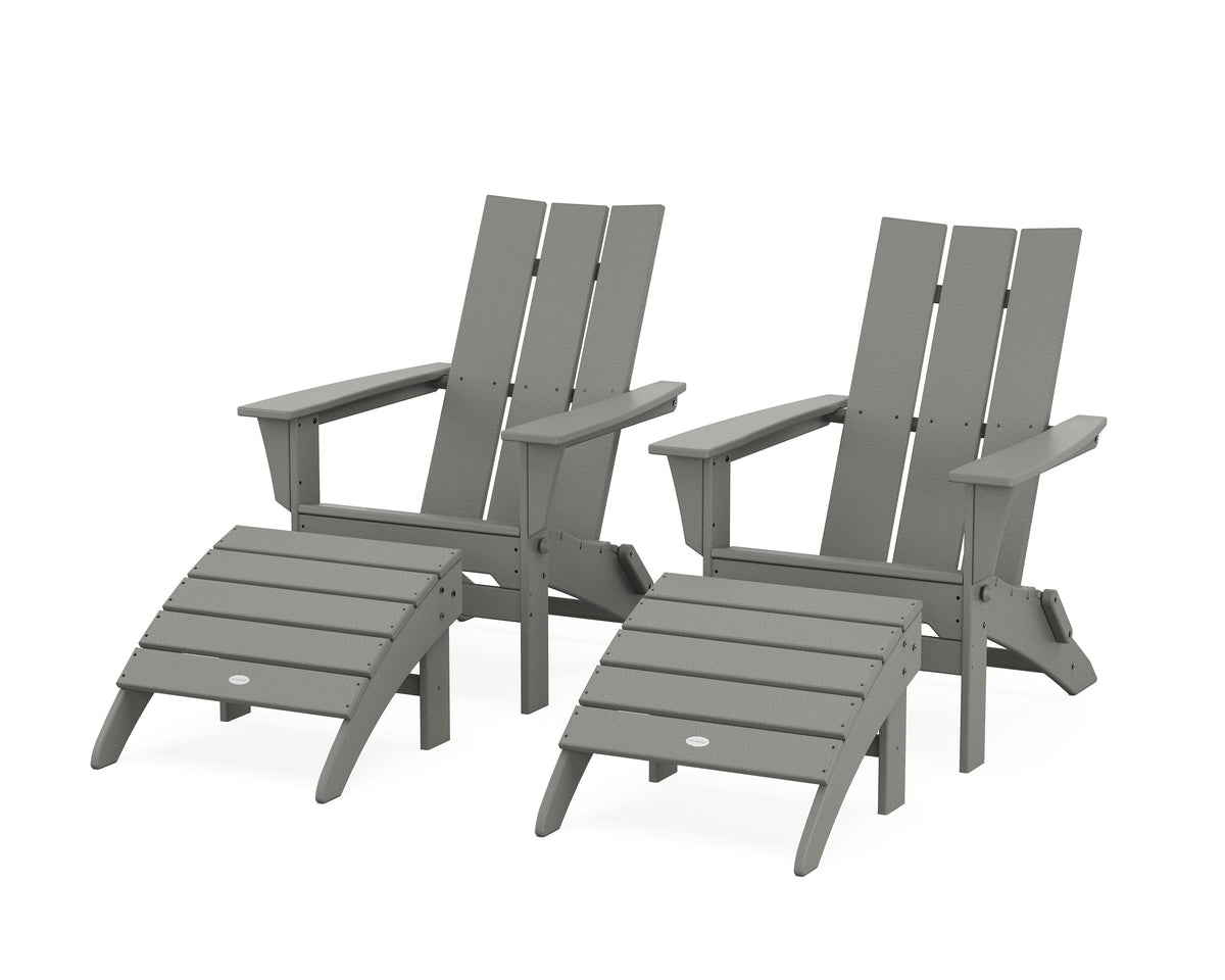 Modern Folding Adirondack Chair 4-Piece Set with Ottomans
