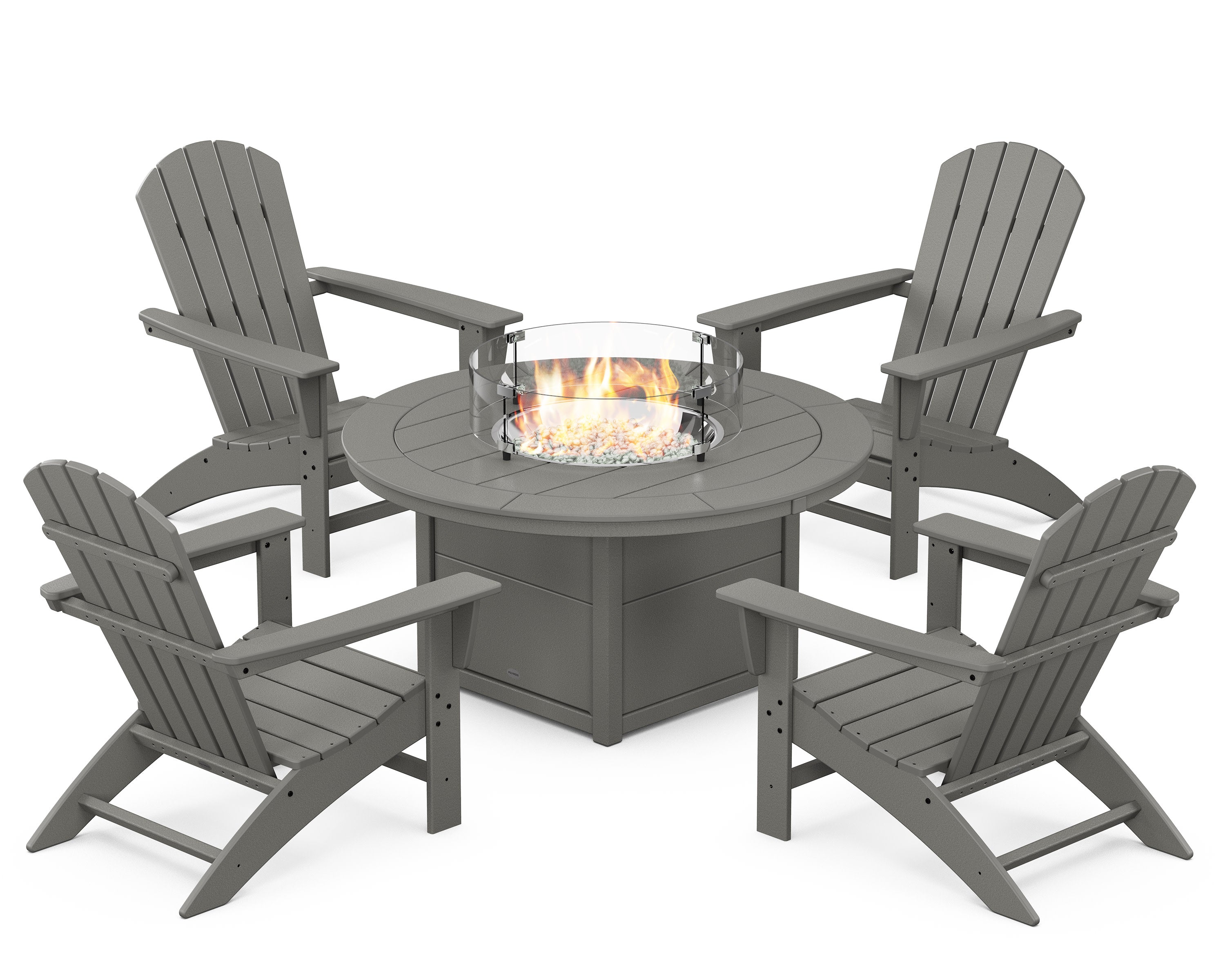 Nautical 5-Piece Adirondack Chair Conversation Set with Fire Pit Table