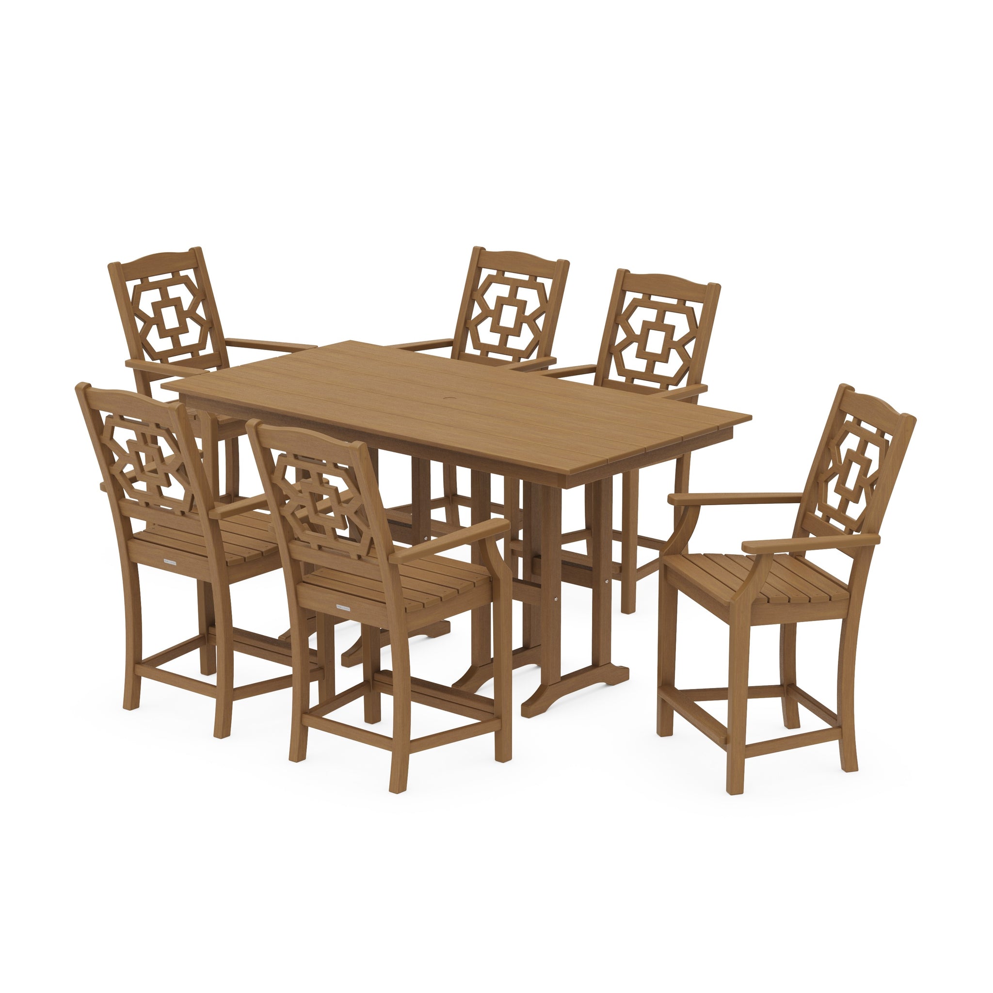 Chinoiserie Arm Chair 7-Piece Farmhouse Counter Set