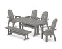 Vineyard Curveback Adirondack Chair 6-Piece Dining Set with Trestle Legs and Bench
