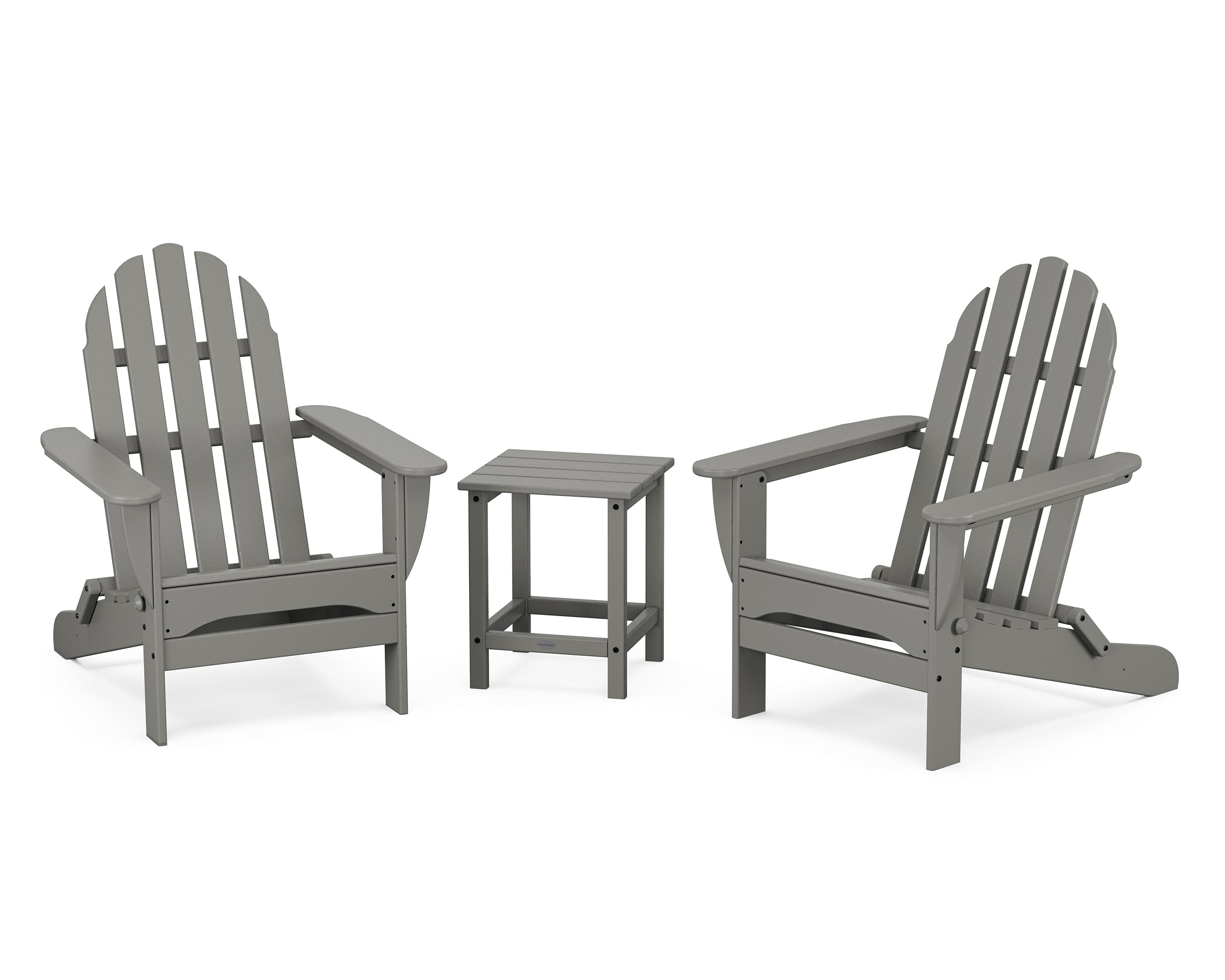 Classic Folding Adirondack 3-Piece Set with Long Island 18" Side Table
