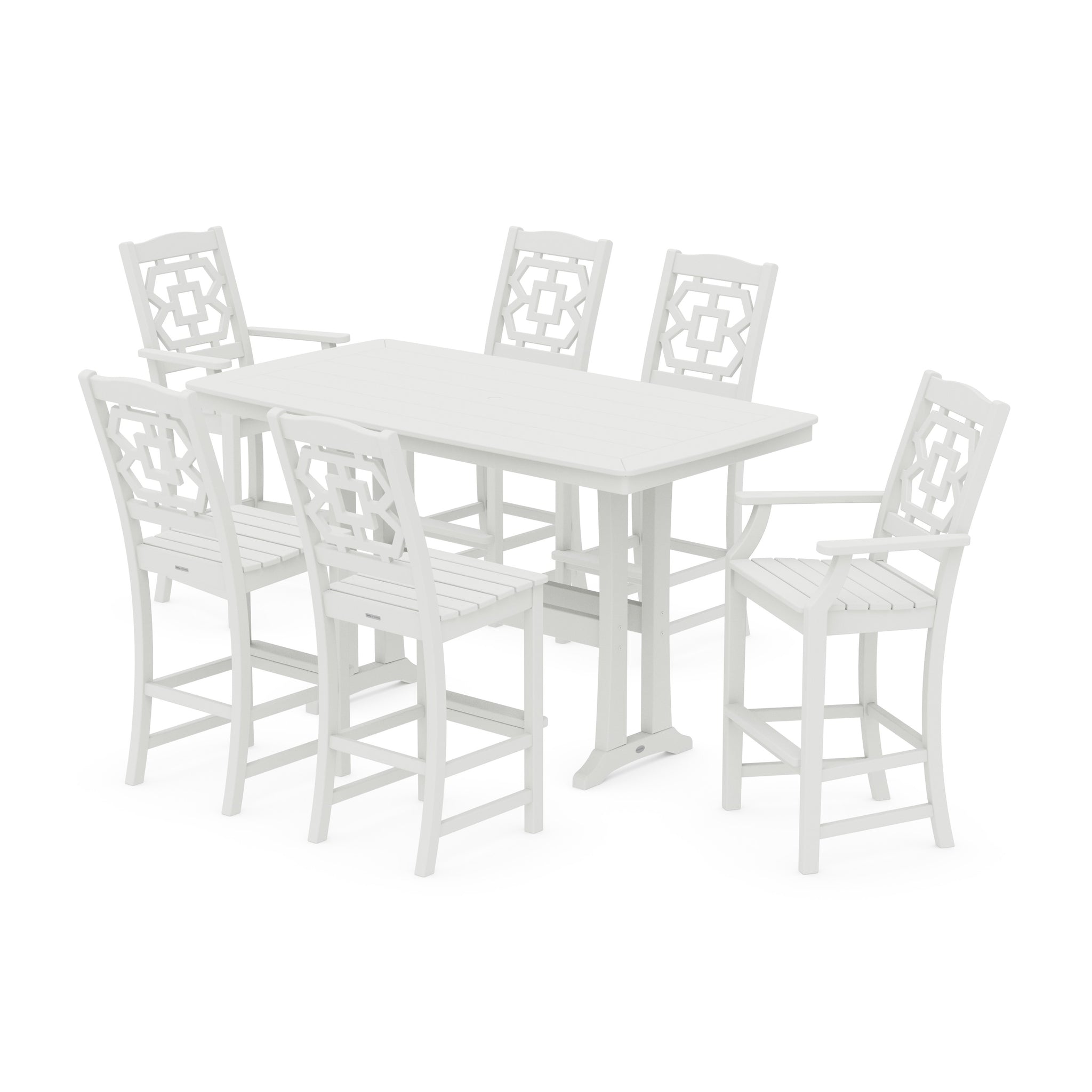 Chinoiserie 7-Piece Bar Set with Trestle Legs
