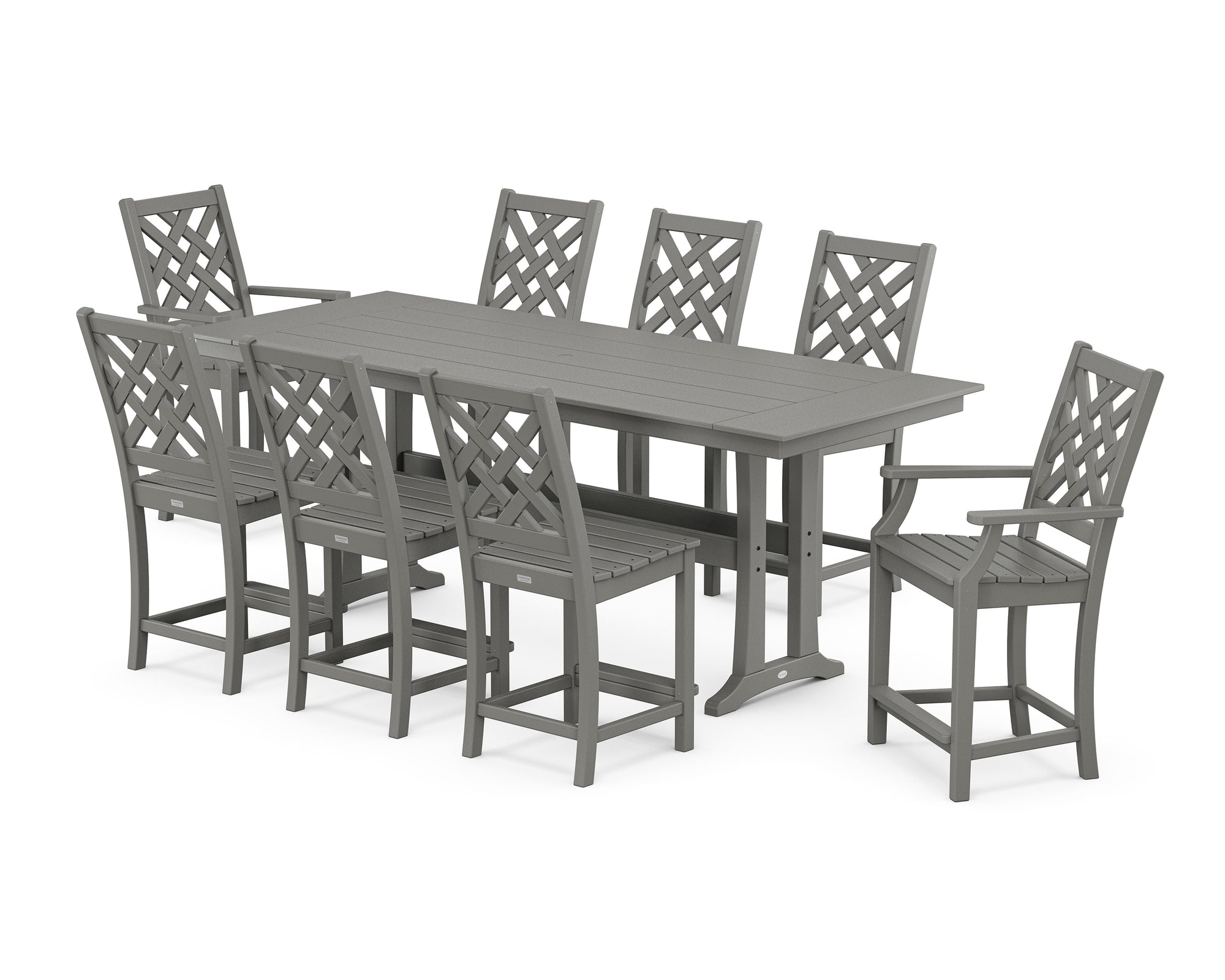 Wovendale 9-Piece Farmhouse Counter Set with Trestle Legs