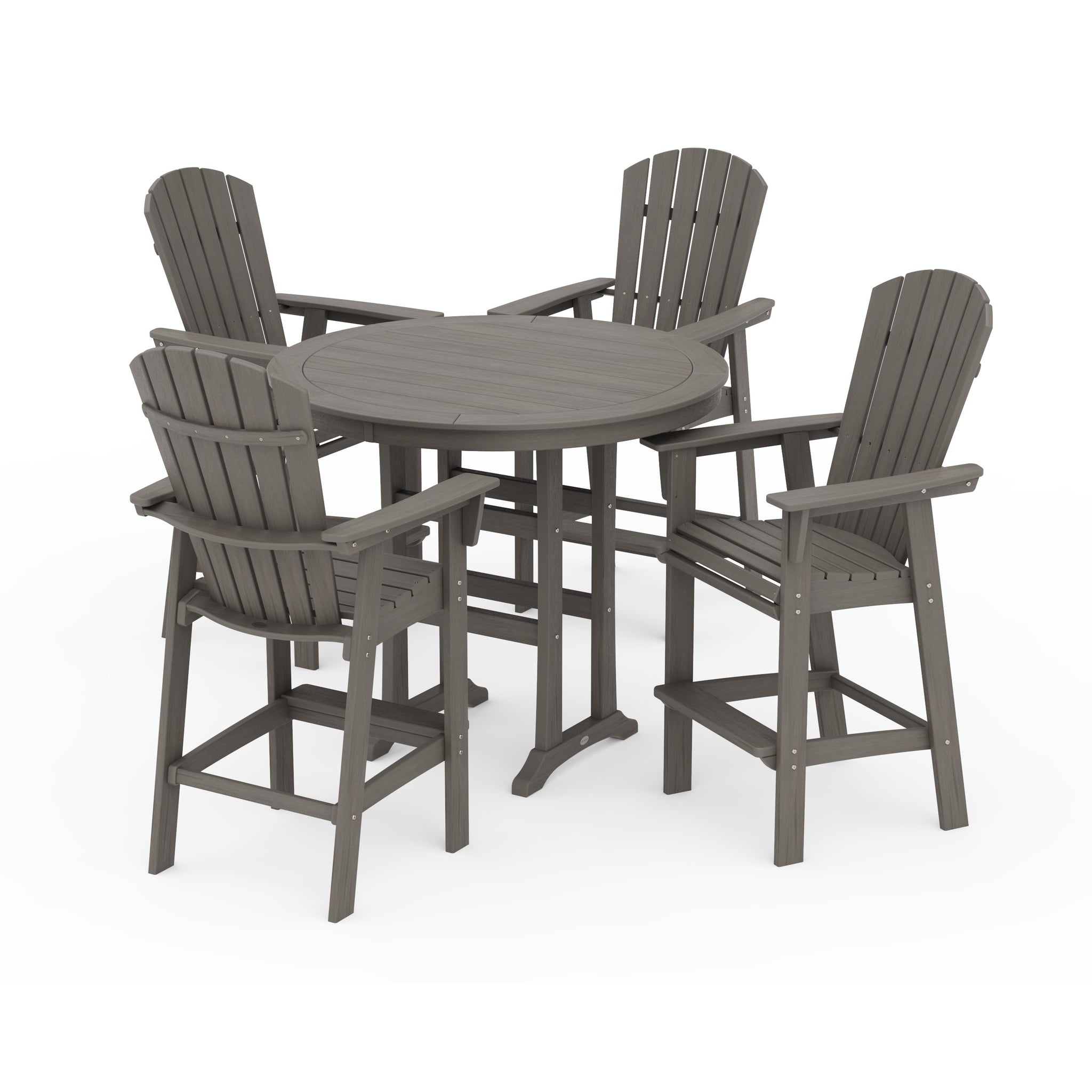 Nautical Curveback Adirondack 5-Piece Round Trestle Bar Set