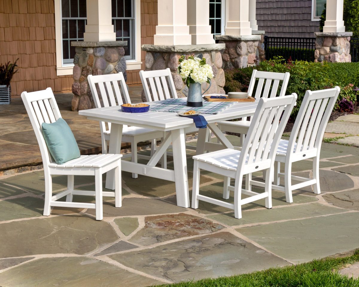 Vineyard 7-Piece Rustic Farmhouse Side Chair Dining Set