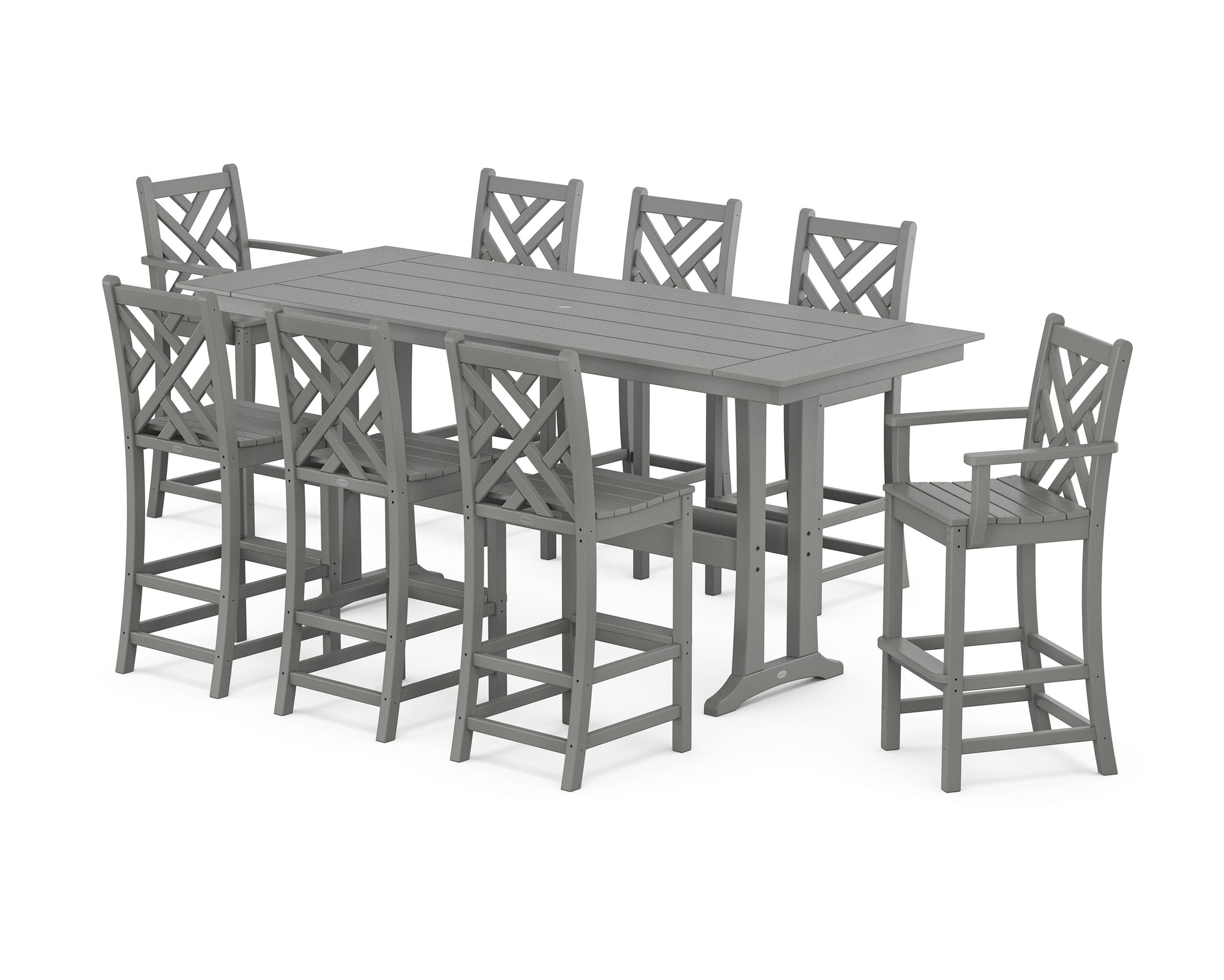 Chippendale 9-Piece Farmhouse Bar Set with Trestle Legs