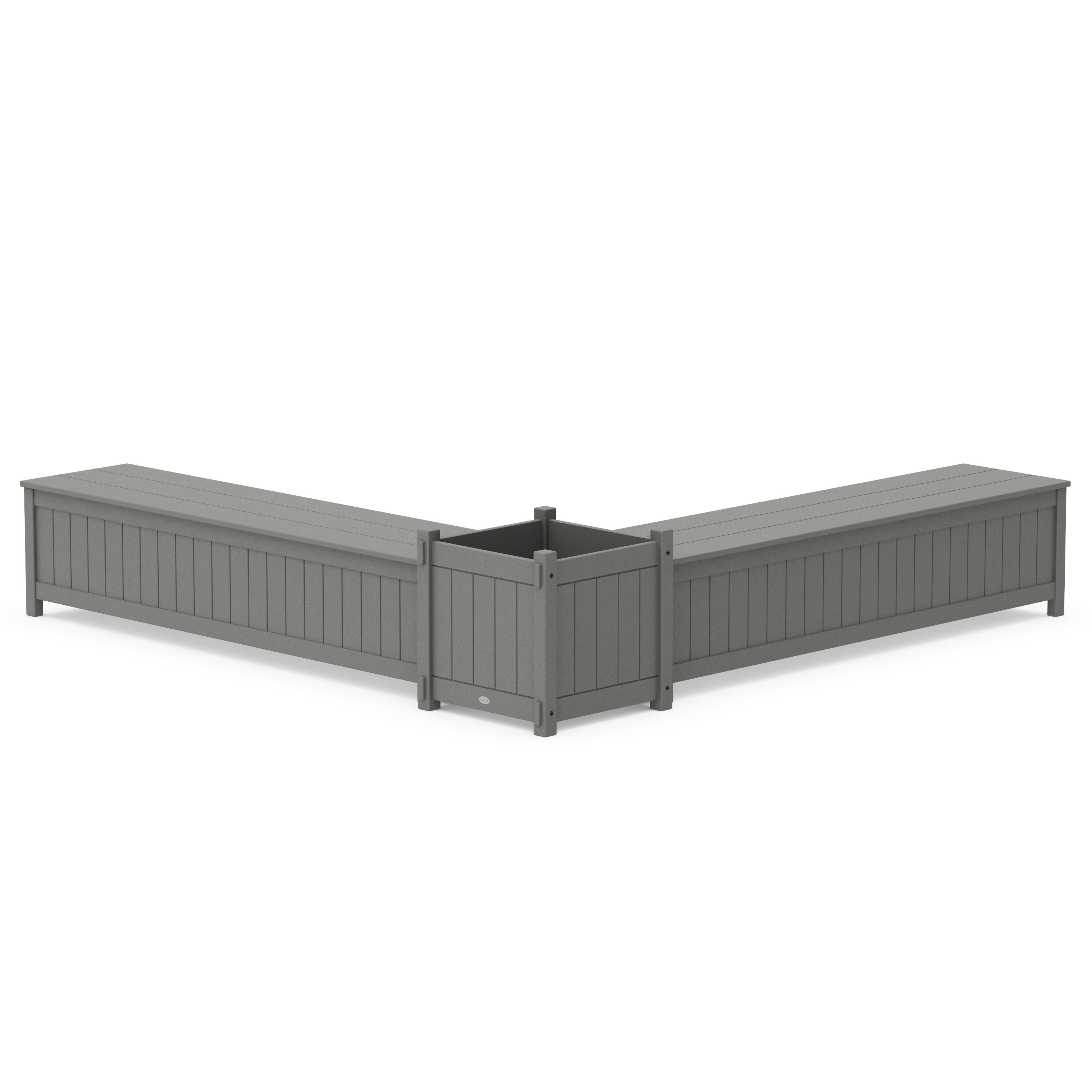 60" Vineyard L- Shaped Planter Storage Bench Set- Large - Thumbnail 4