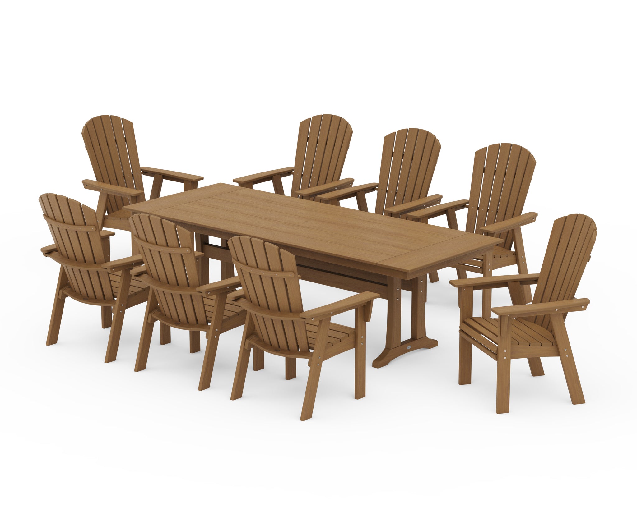 Nautical 9-Piece Curveback Adirondack Farmhouse Dining Set with Trestle Legs