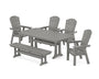 Nautical Curveback Adirondack 6-Piece Dining Set with Trestle Legs and Bench